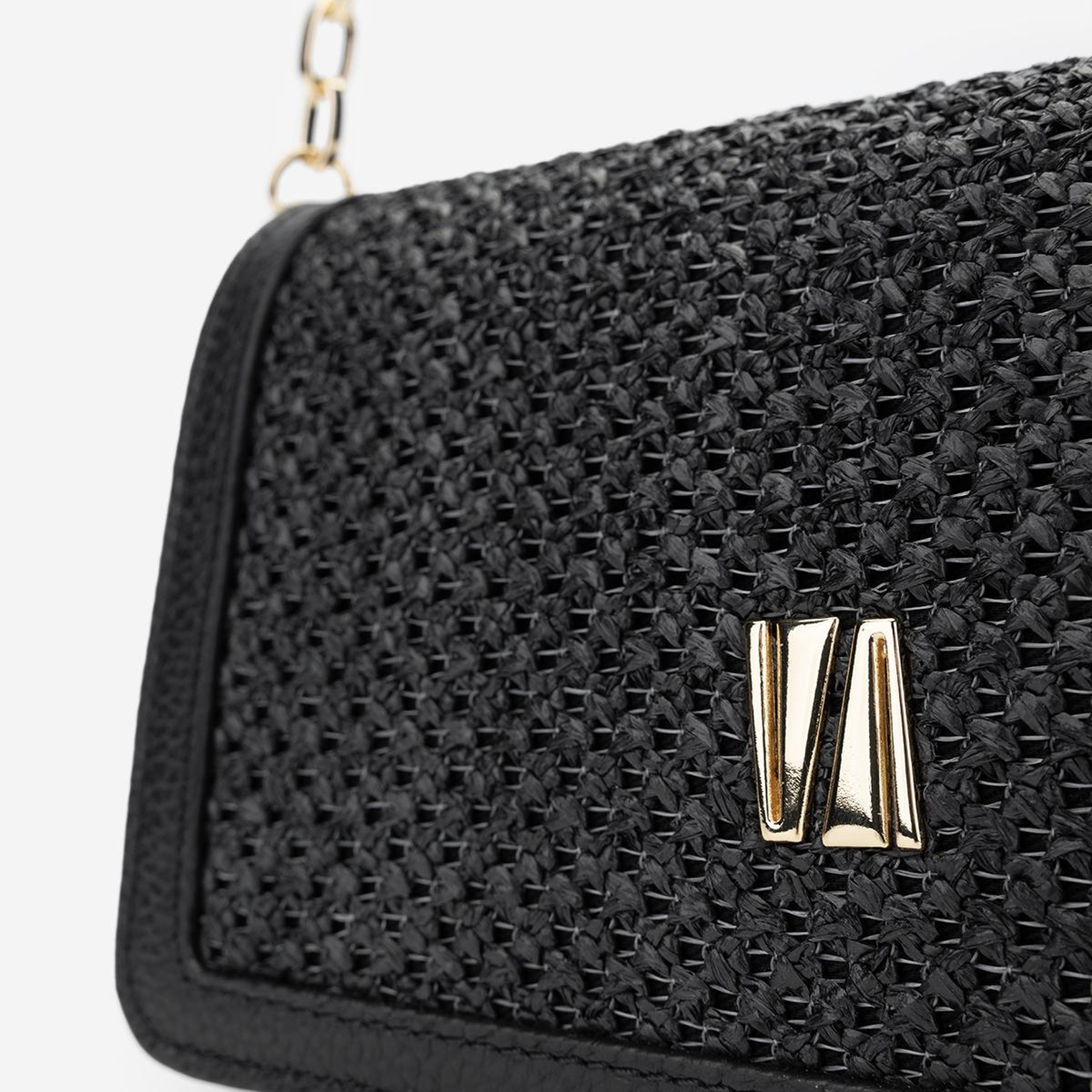 Valmenti Kadın Deri Hasır Siyah Omuz Çanta