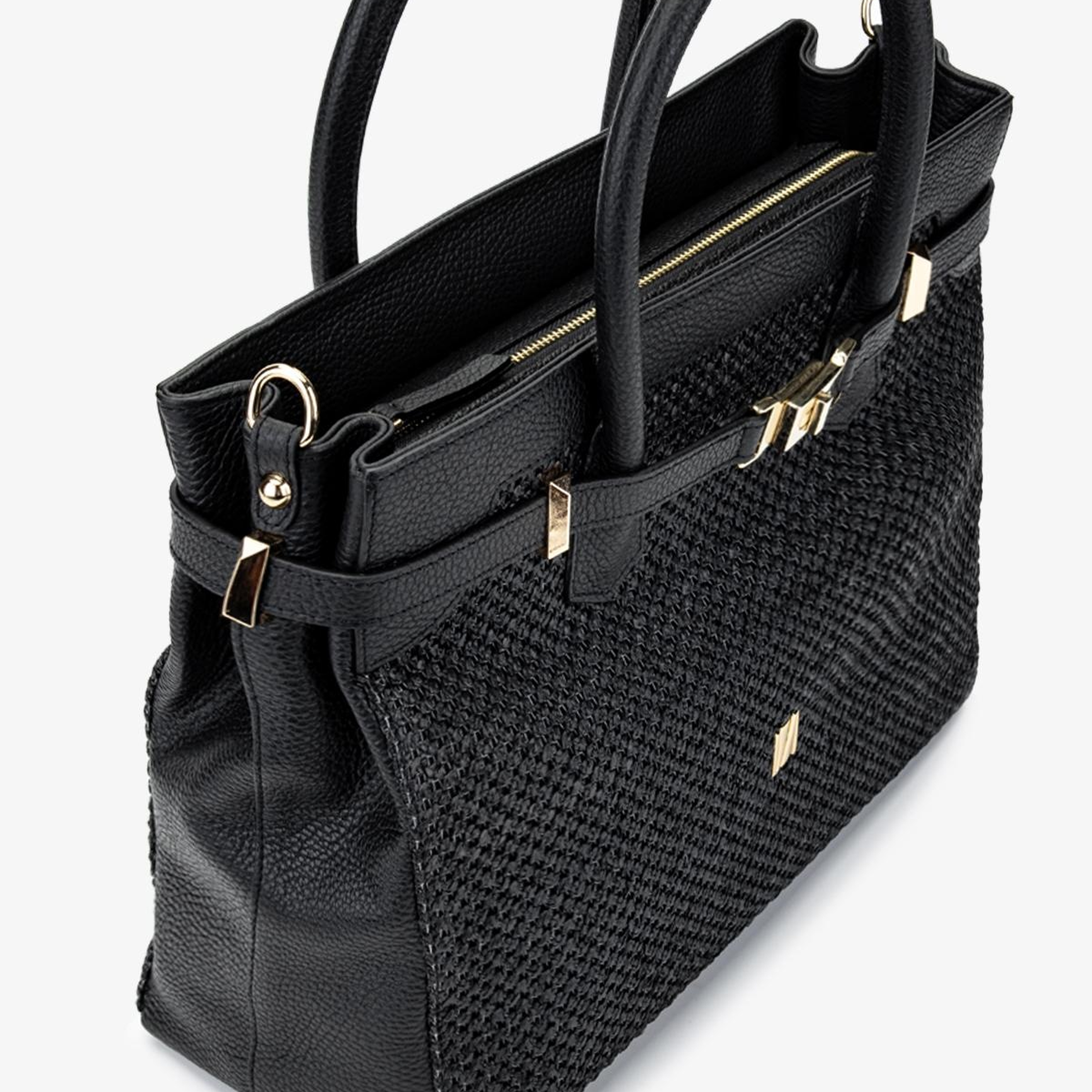 Valmenti Kadın Deri Hasır Siyah El Çantası