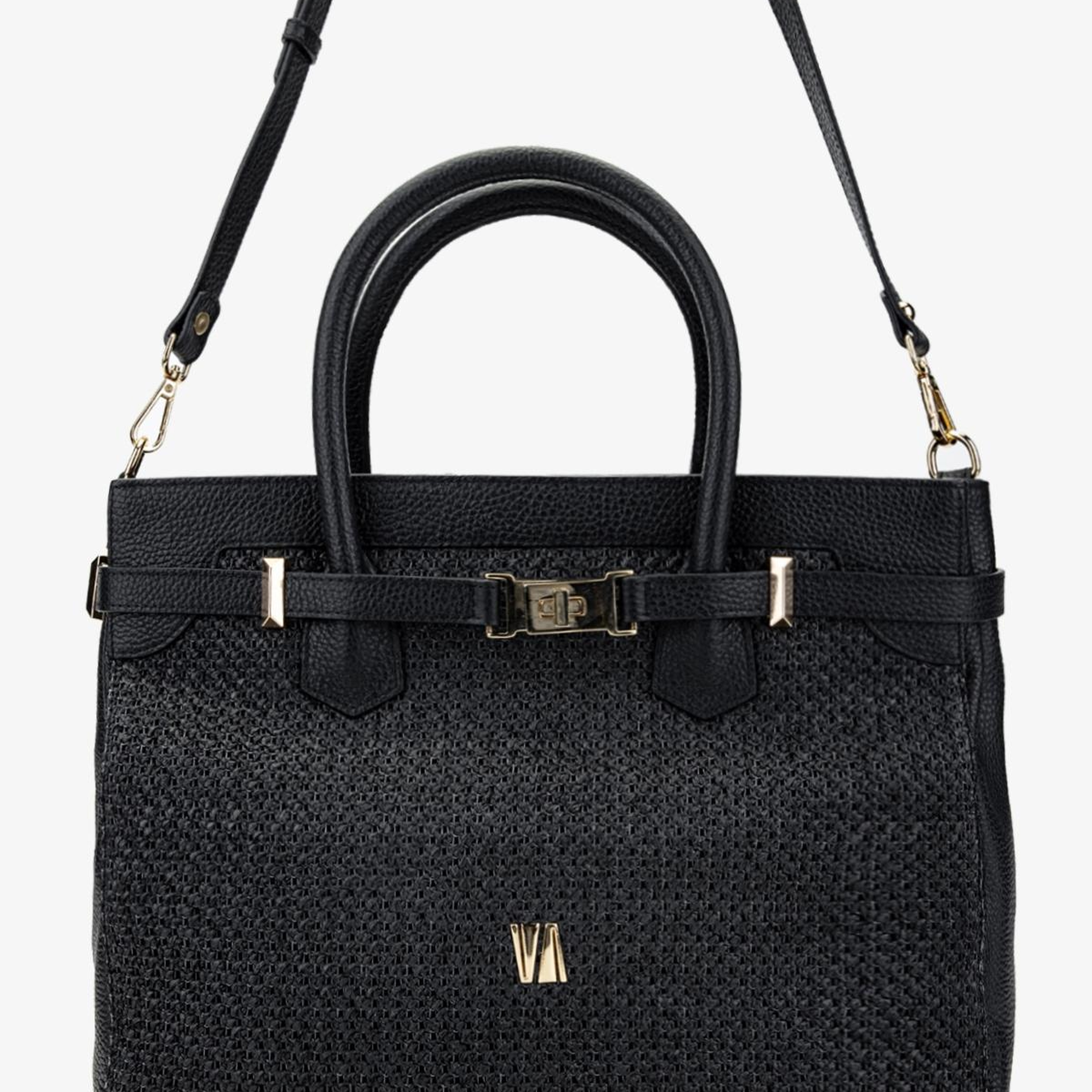 Valmenti Kadın Deri Hasır Siyah El Çantası