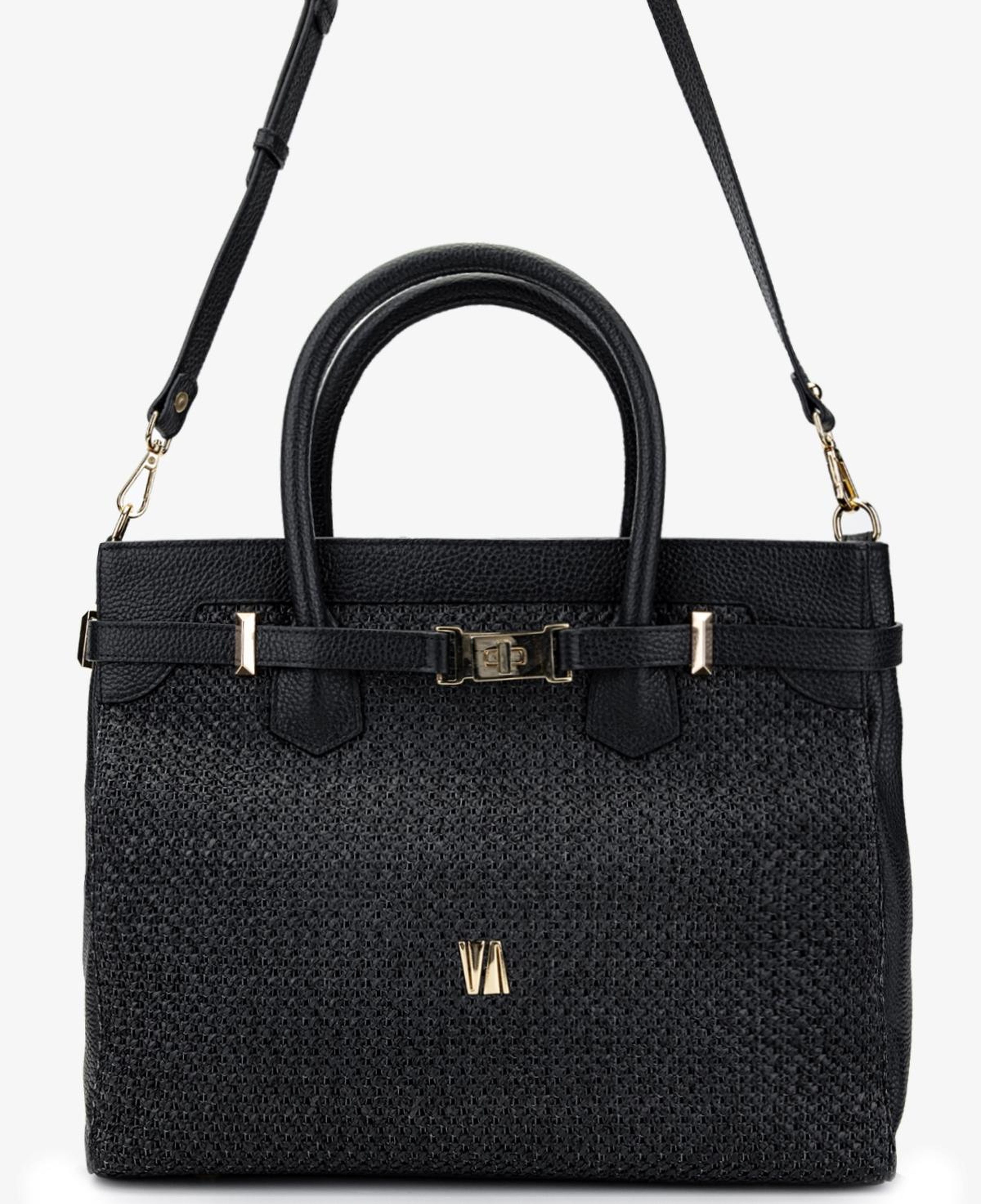 Valmenti Kadın Deri Hasır Siyah El Çantası