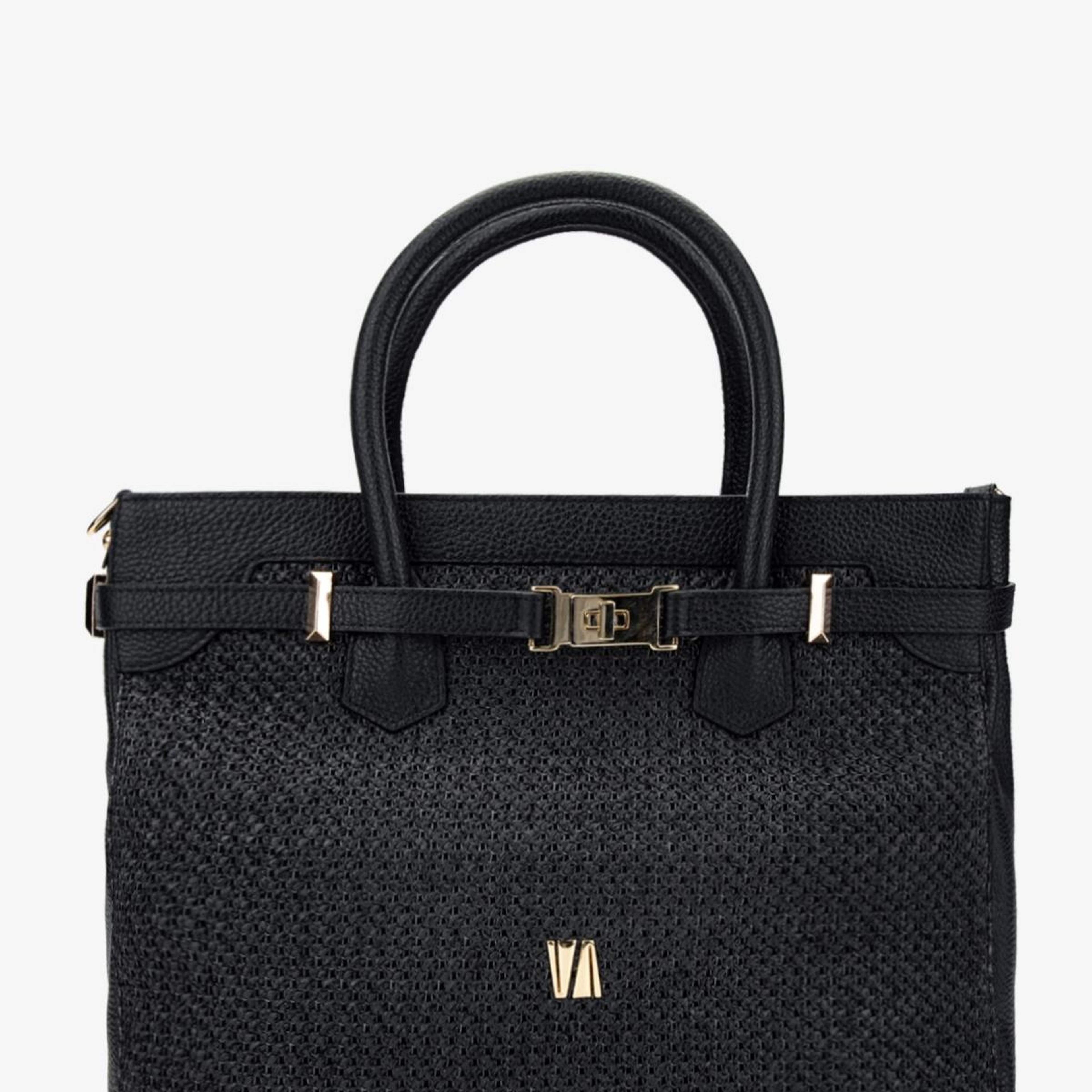 Valmenti Kadın Deri Hasır Siyah El Çantası