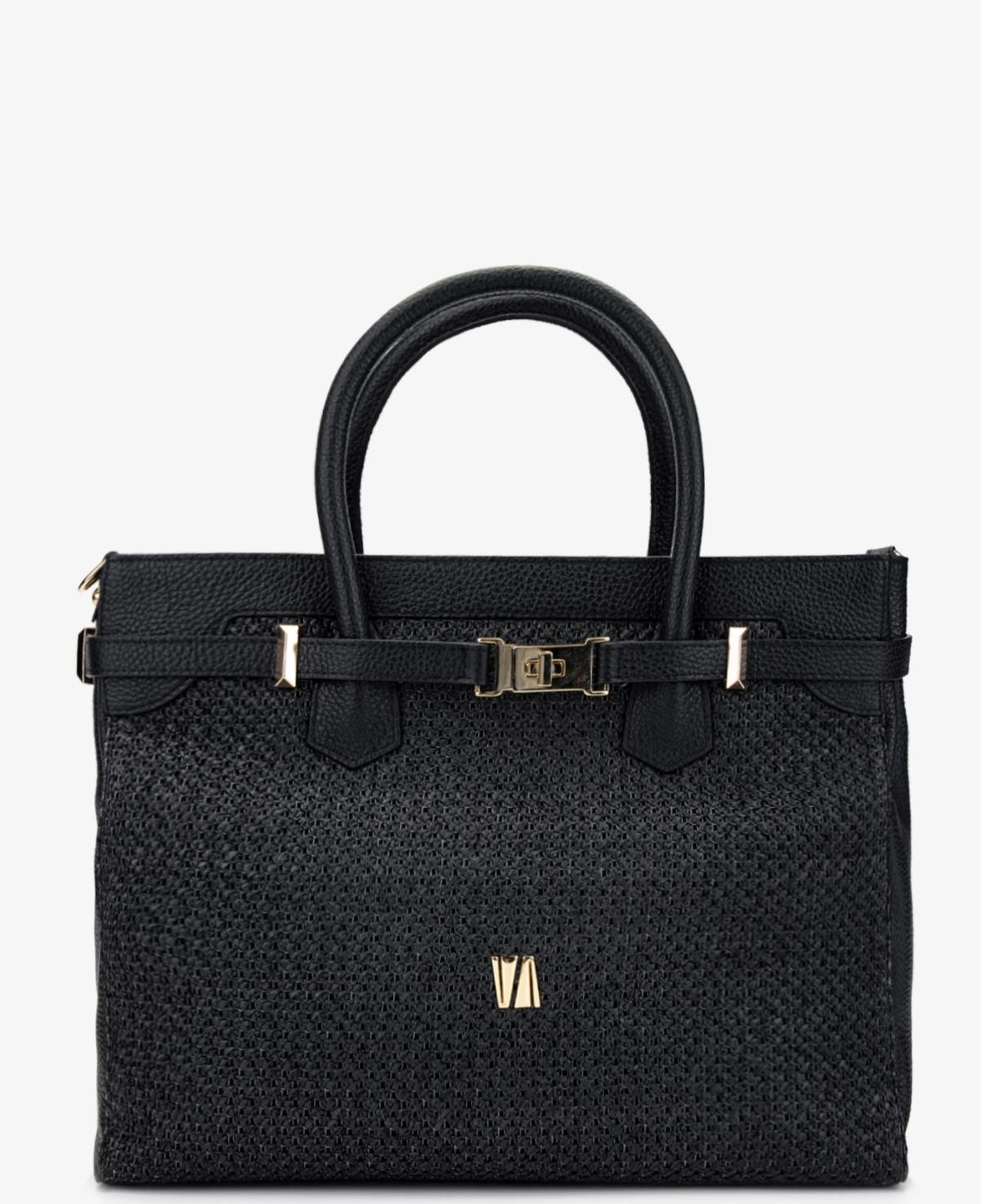 Valmenti Kadın Deri Hasır Siyah El Çantası