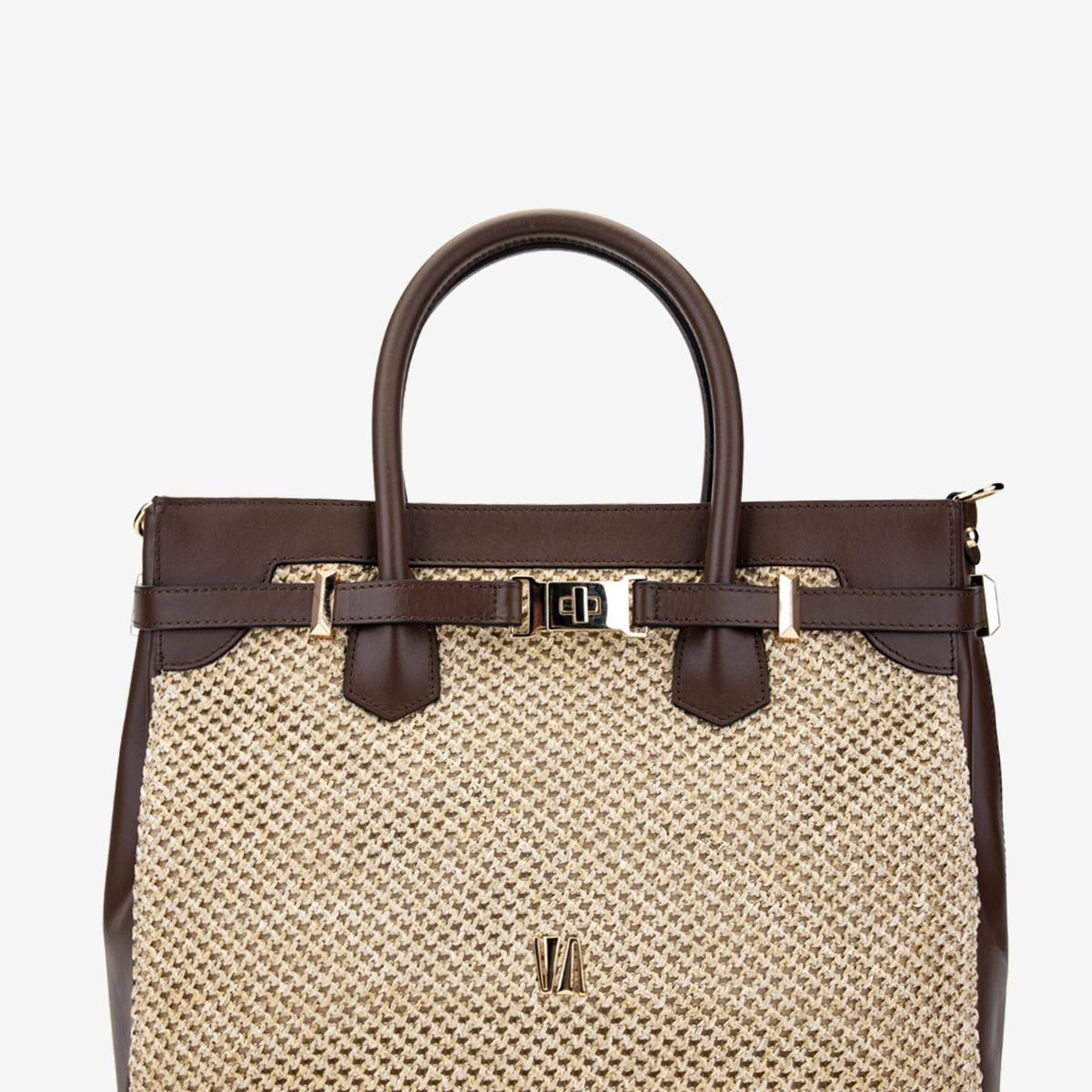 Valmenti Kadın Deri Hasır Kahverengi El Çantası