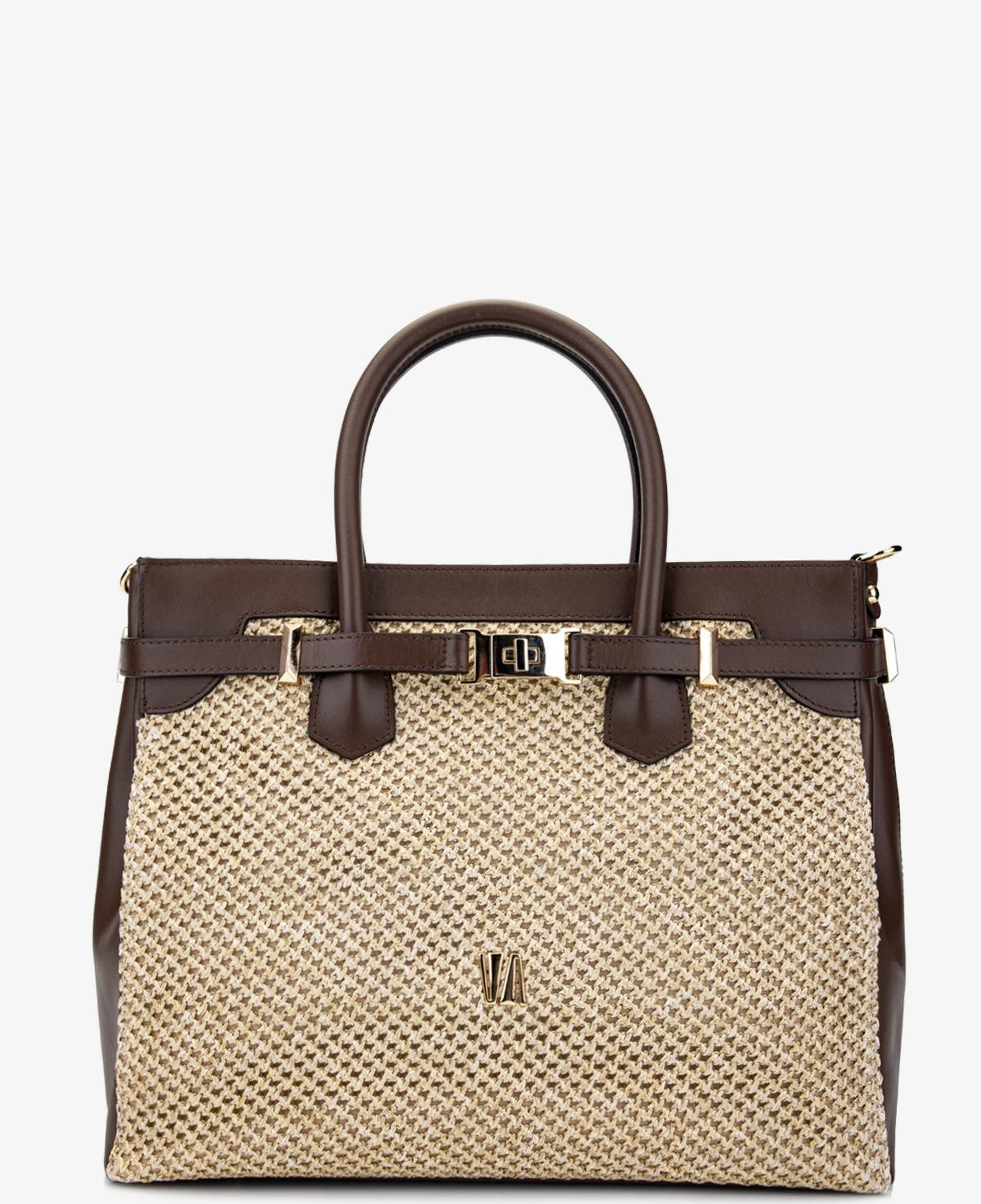 Valmenti Kadın Deri Hasır Kahverengi El Çantası