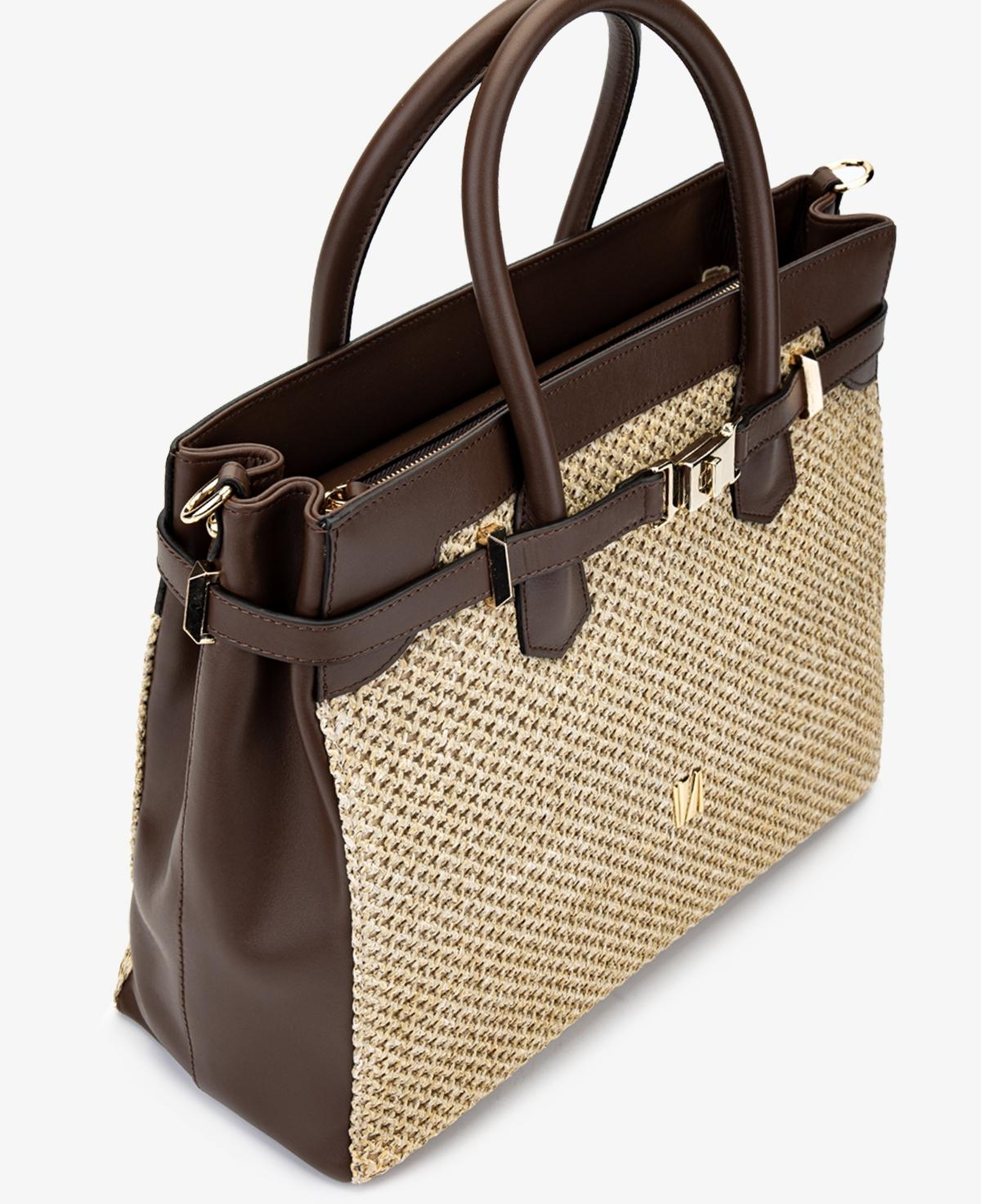 Valmenti Kadın Deri Hasır Kahverengi El Çantası