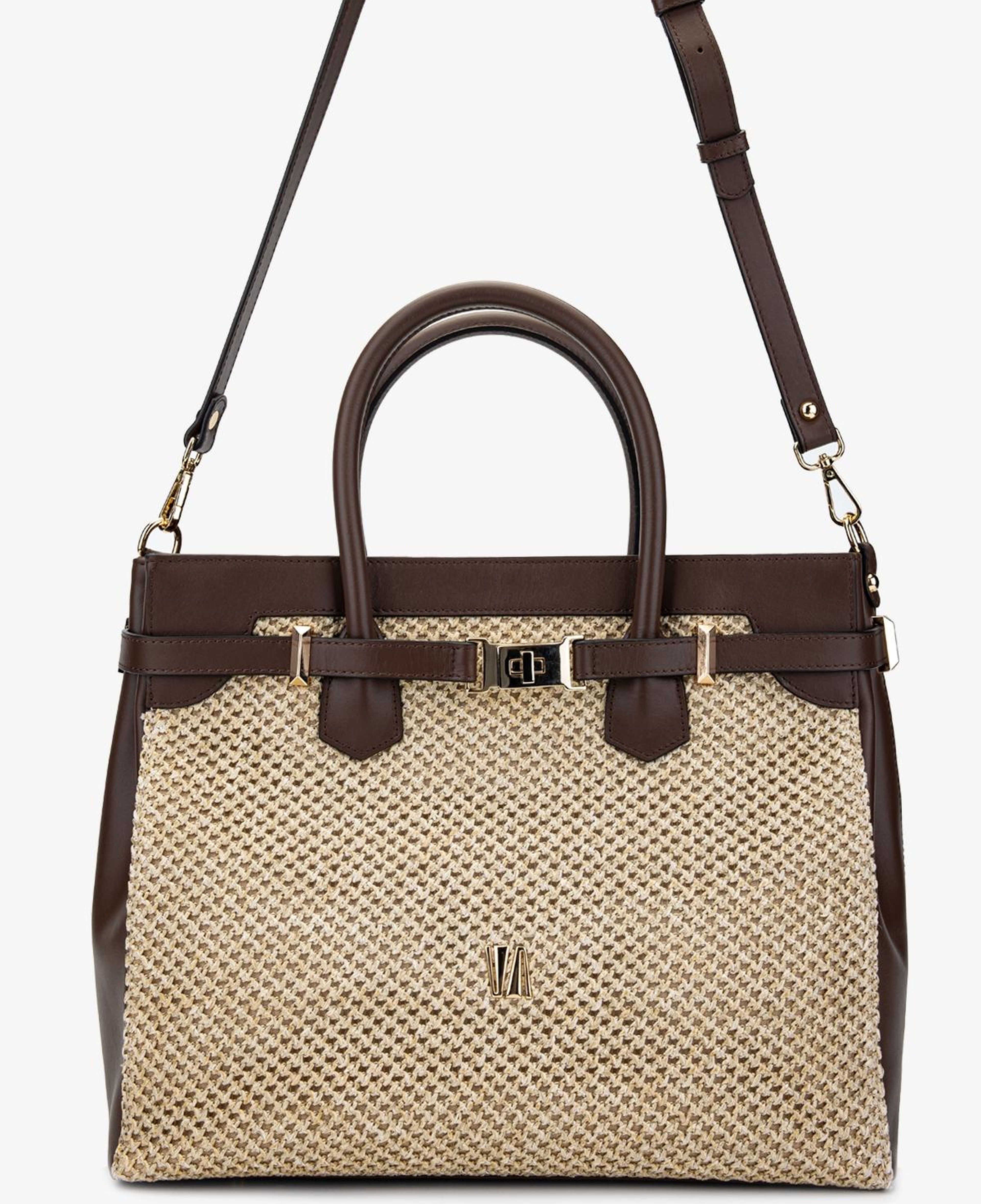 Valmenti Kadın Deri Hasır Kahverengi El Çantası