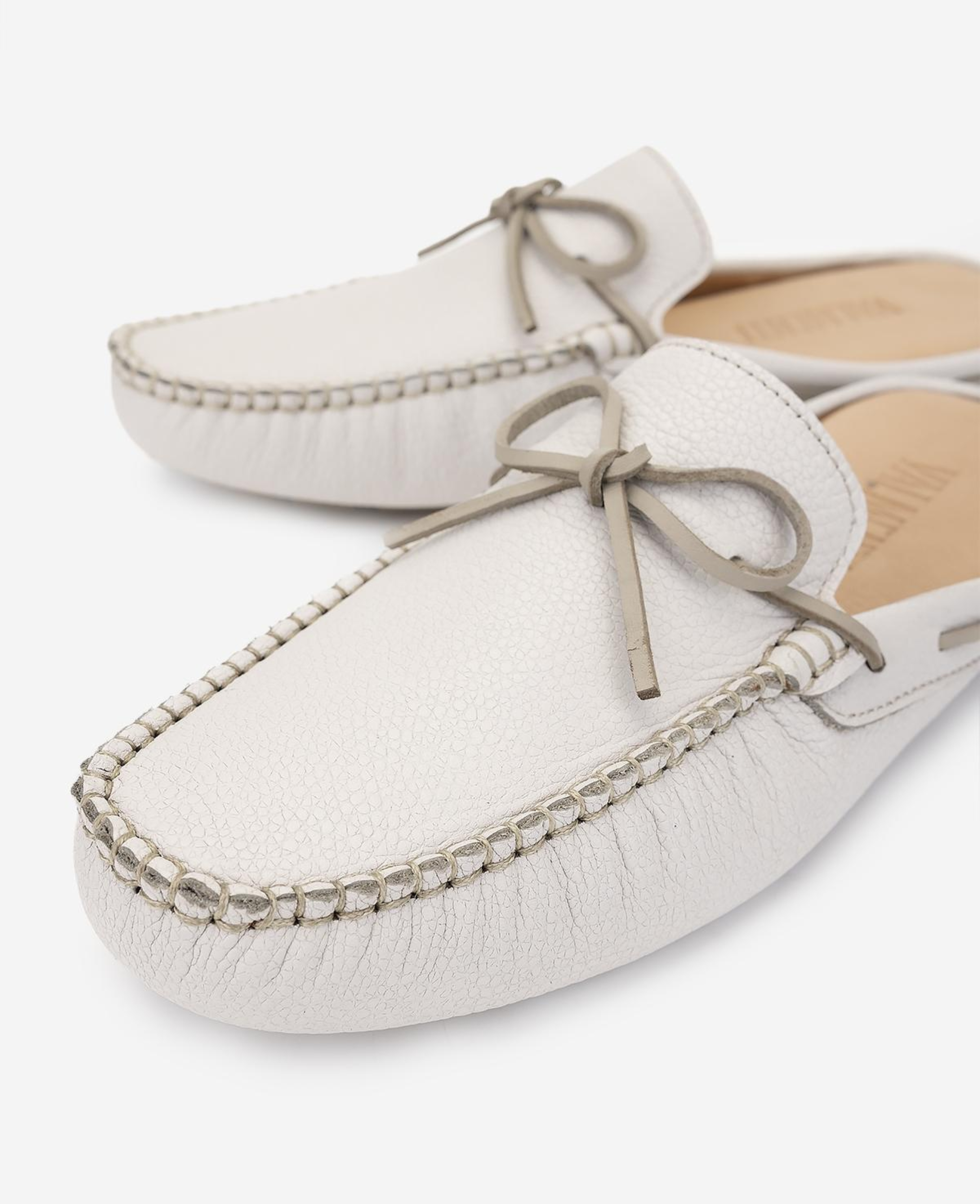 Valmenti Erkek Hakiki Deri Beyaz Terlik