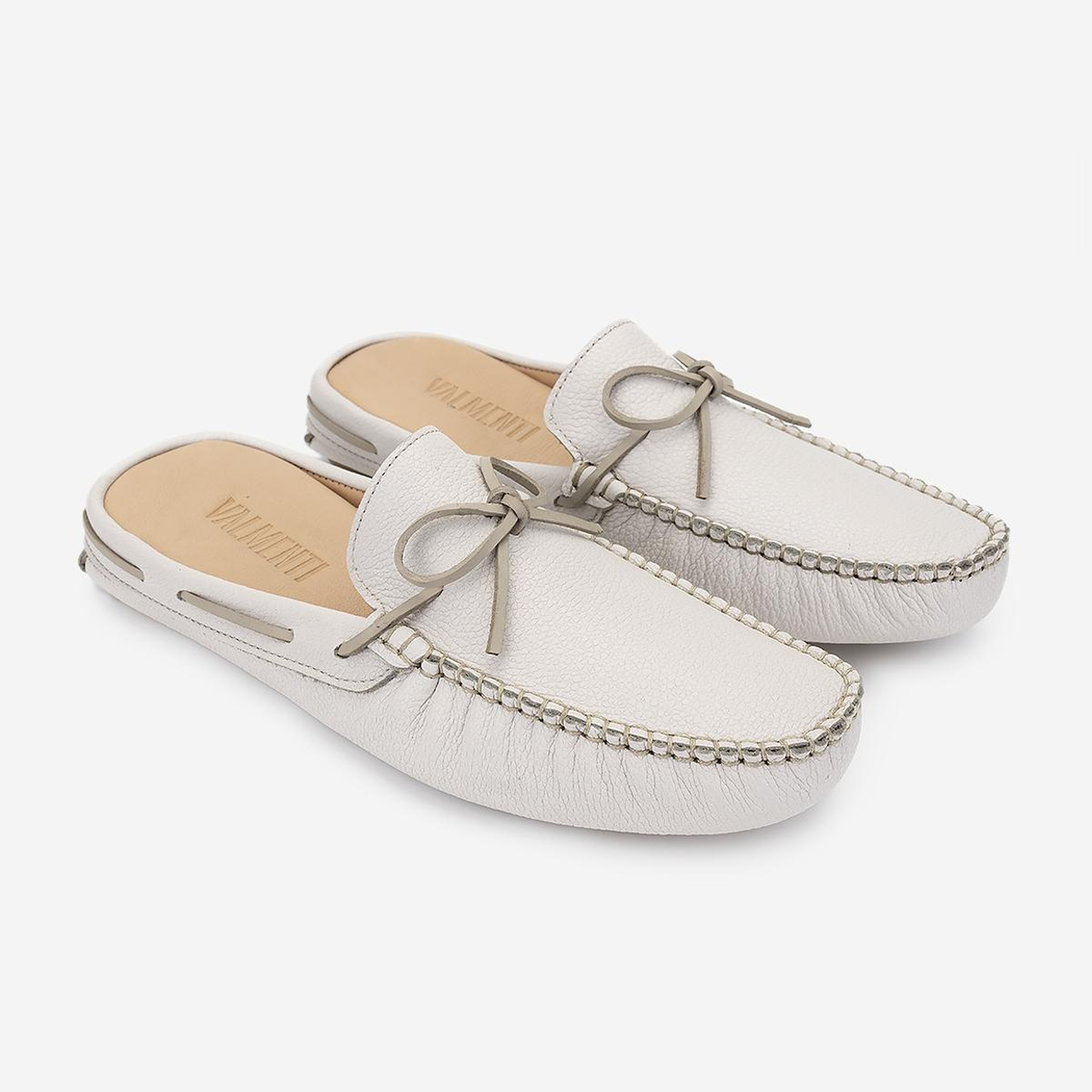 Valmenti Erkek Hakiki Deri Beyaz Terlik