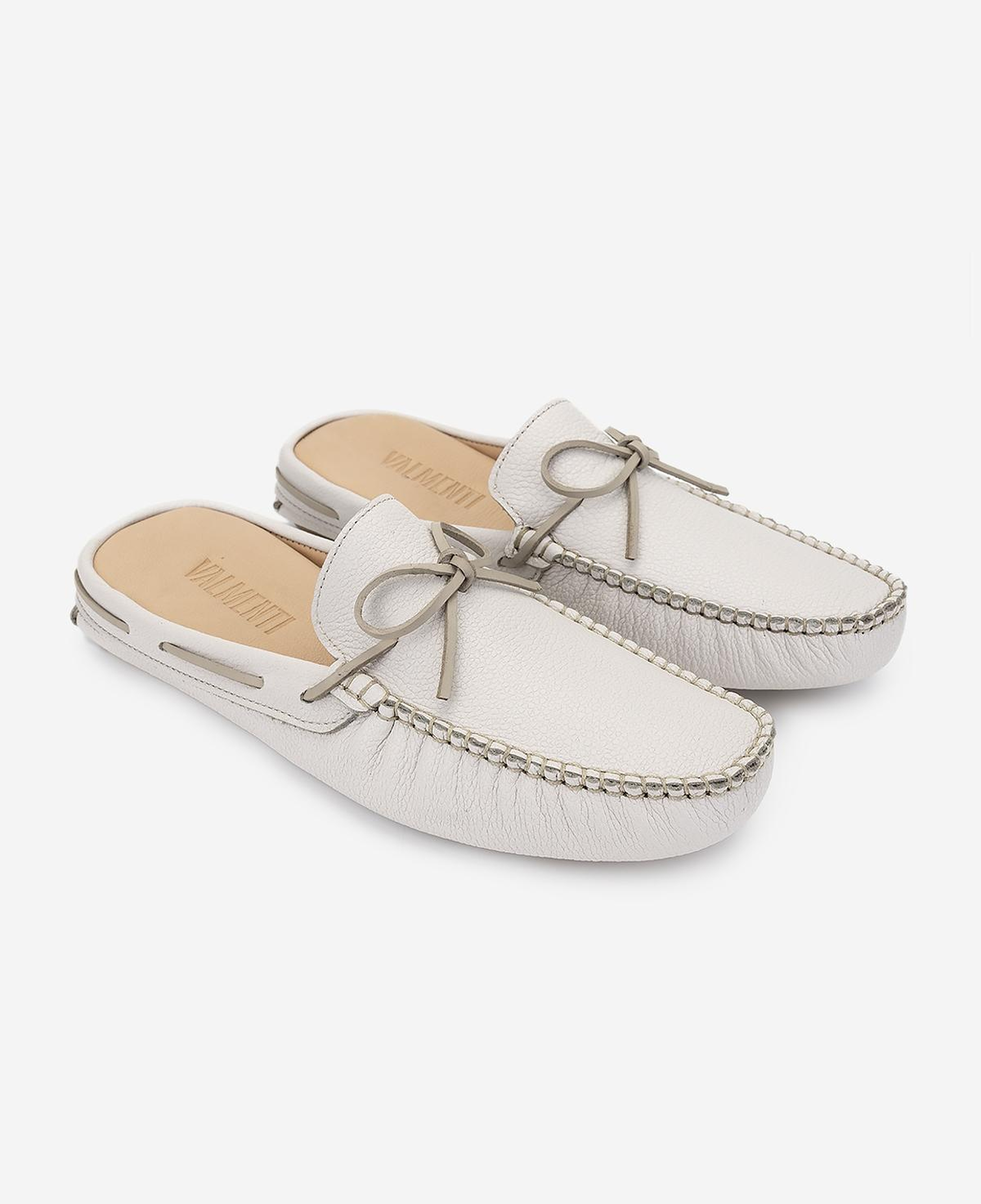 Valmenti Erkek Hakiki Deri Beyaz Terlik