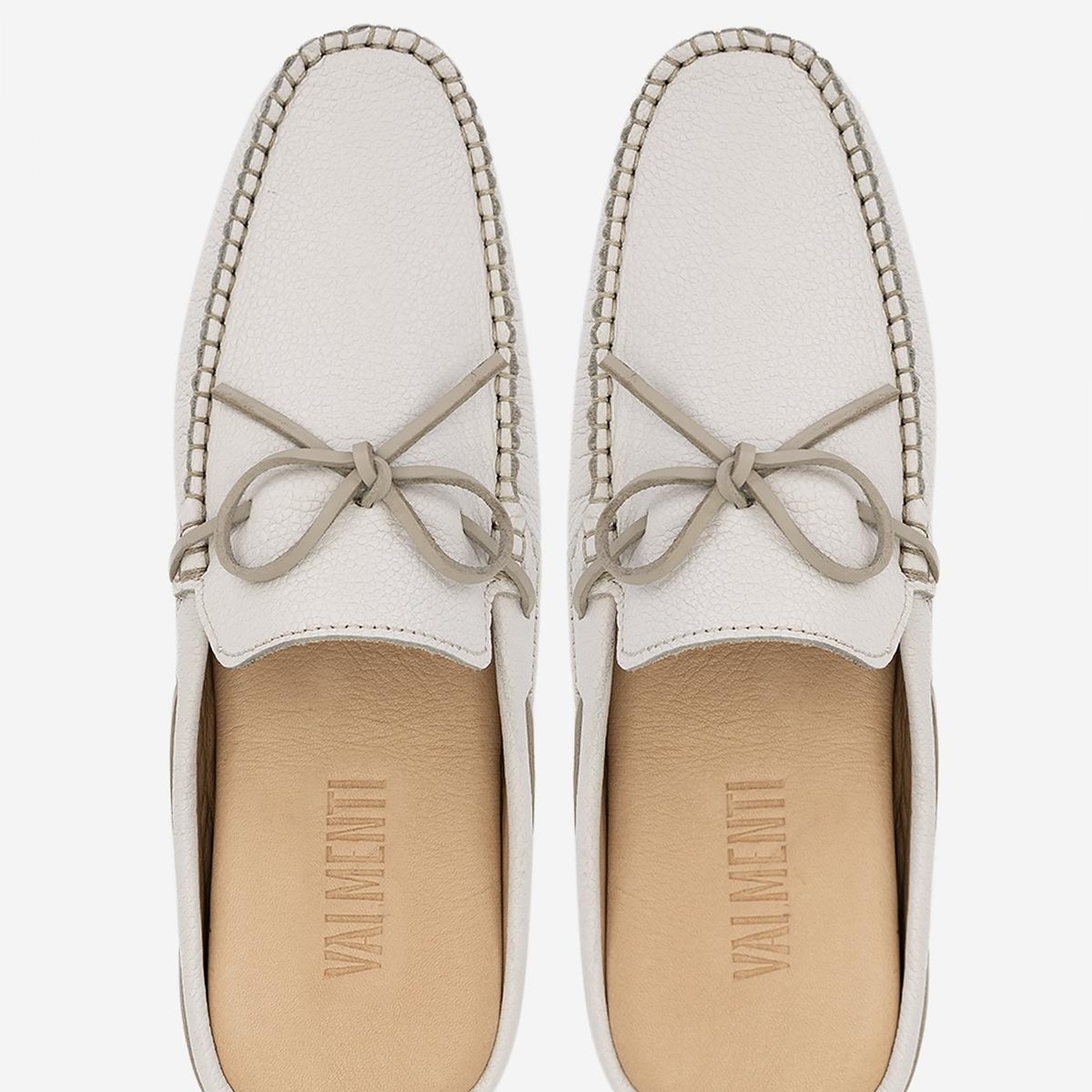 Valmenti Erkek Hakiki Deri Beyaz Terlik