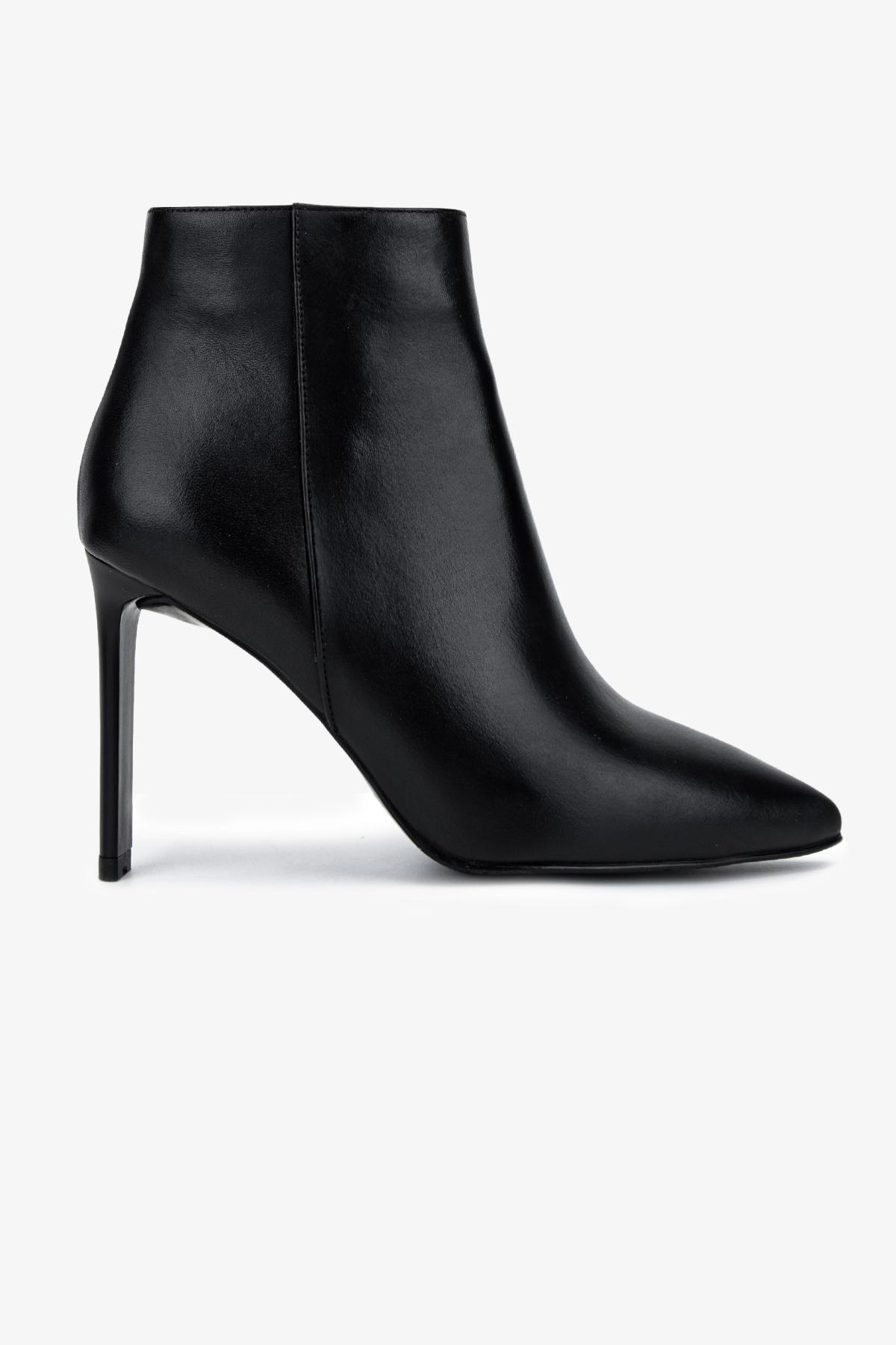 Valmenti Kadın Hakiki Deri Siyah Deri Topuklu Bot