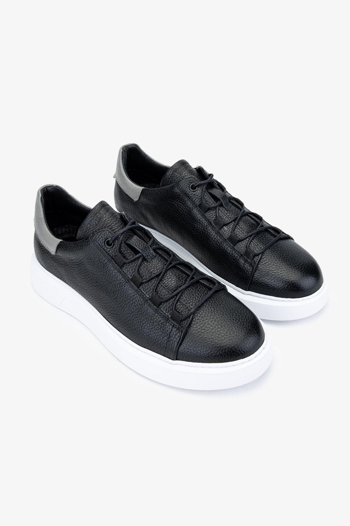 Valmenti Erkek Hakiki Deri Siyah Floter Sneakers & Spor Ayakkabı