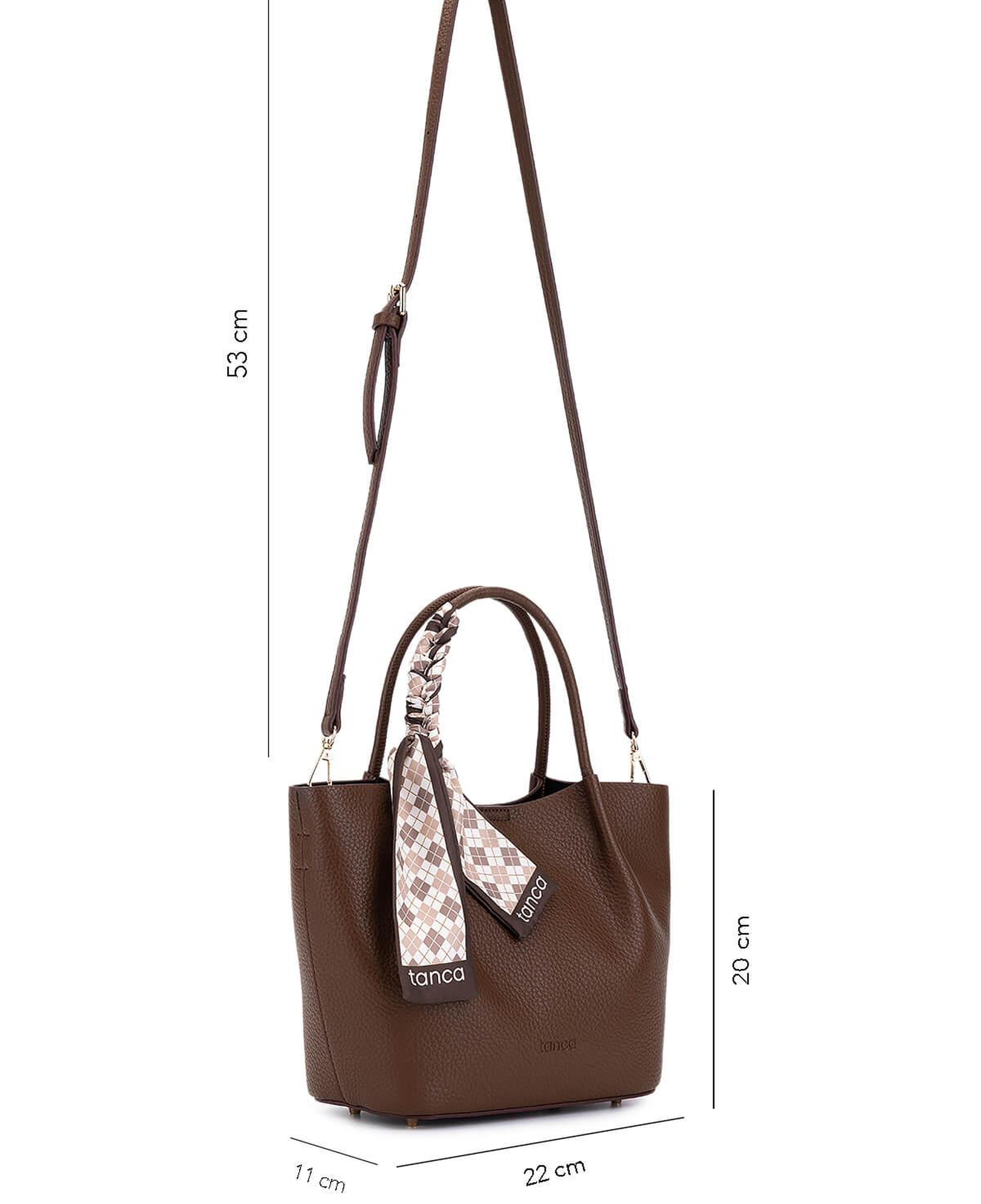 Tamer Tanca Kadın Suni Deri Kahverengi Kol Çantası