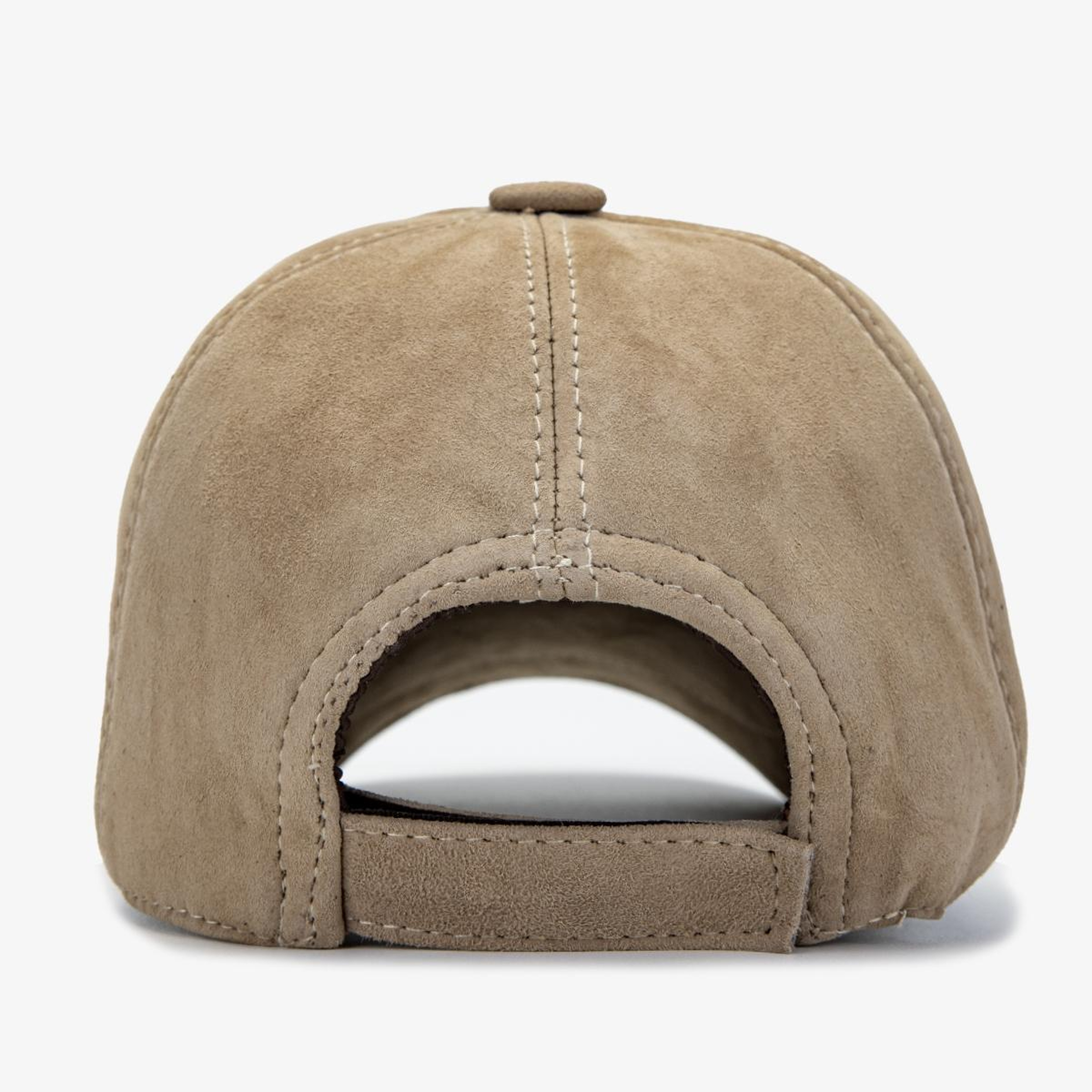Valmenti Erkek Hakiki Deri Bej Süet Beyzbol Şapka