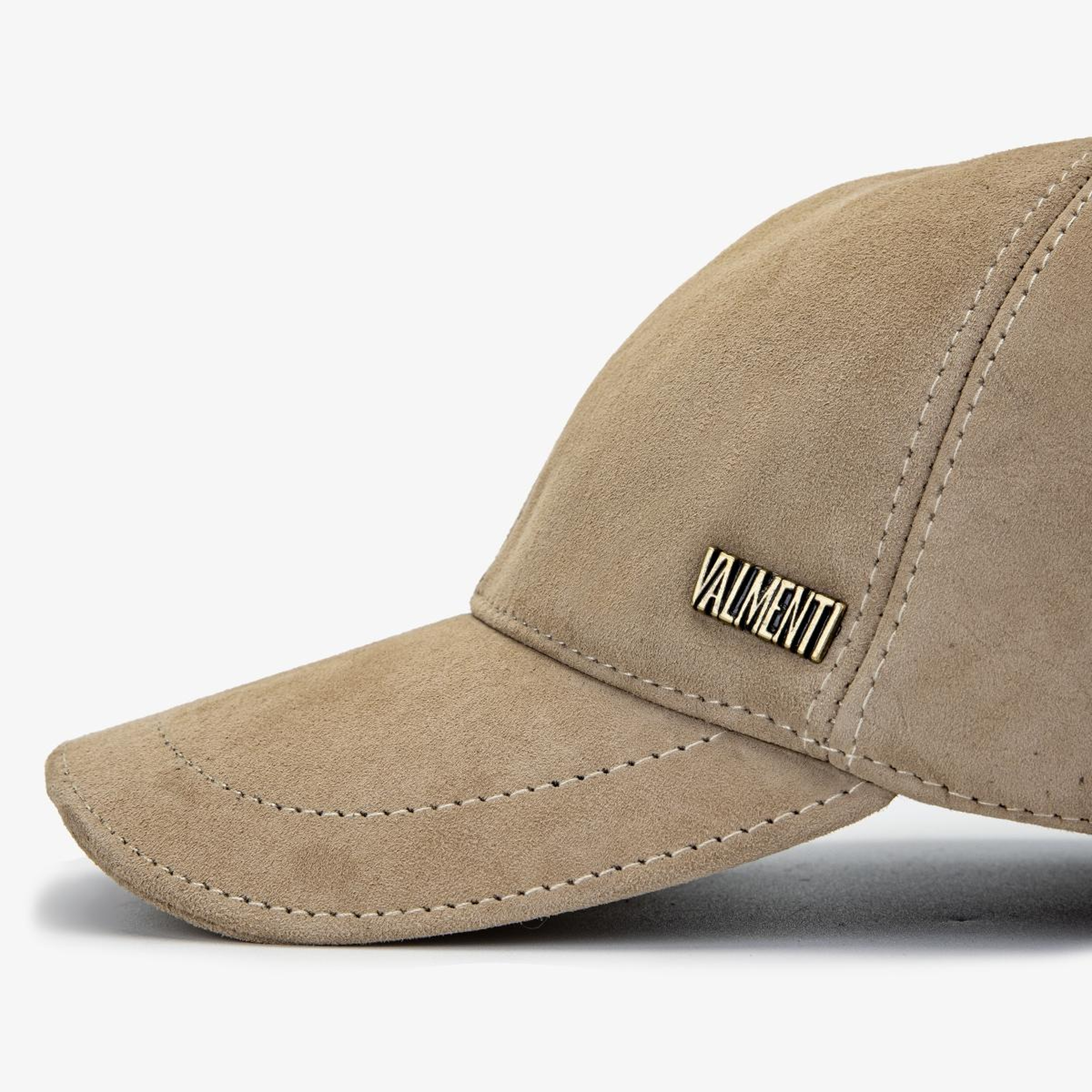 Valmenti Erkek Hakiki Deri Bej Süet Beyzbol Şapka
