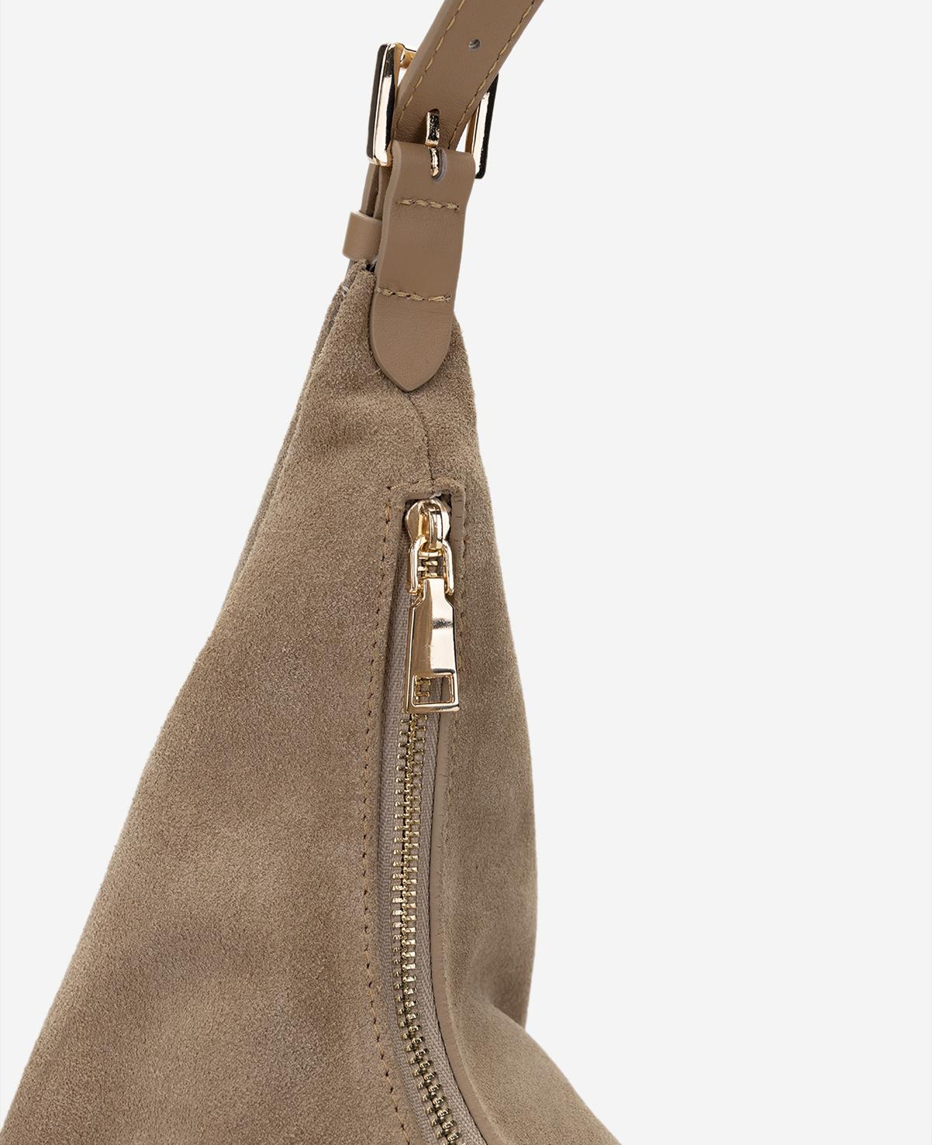 Valmenti Kadın Hakiki Deri Bej Süet Omuz Çanta