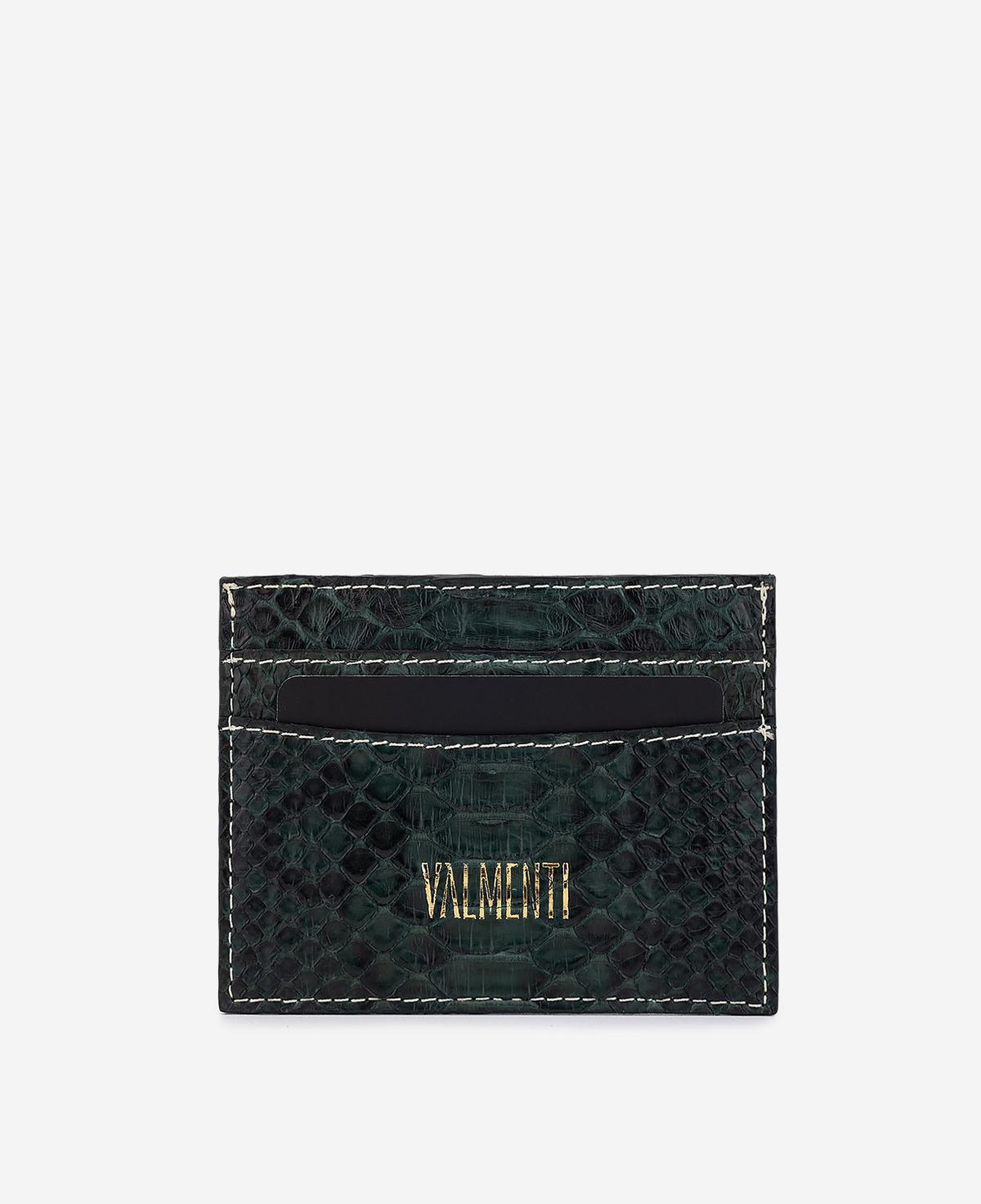 Valmenti Unisex Hakiki Deri Yeşil Piton Kartlık