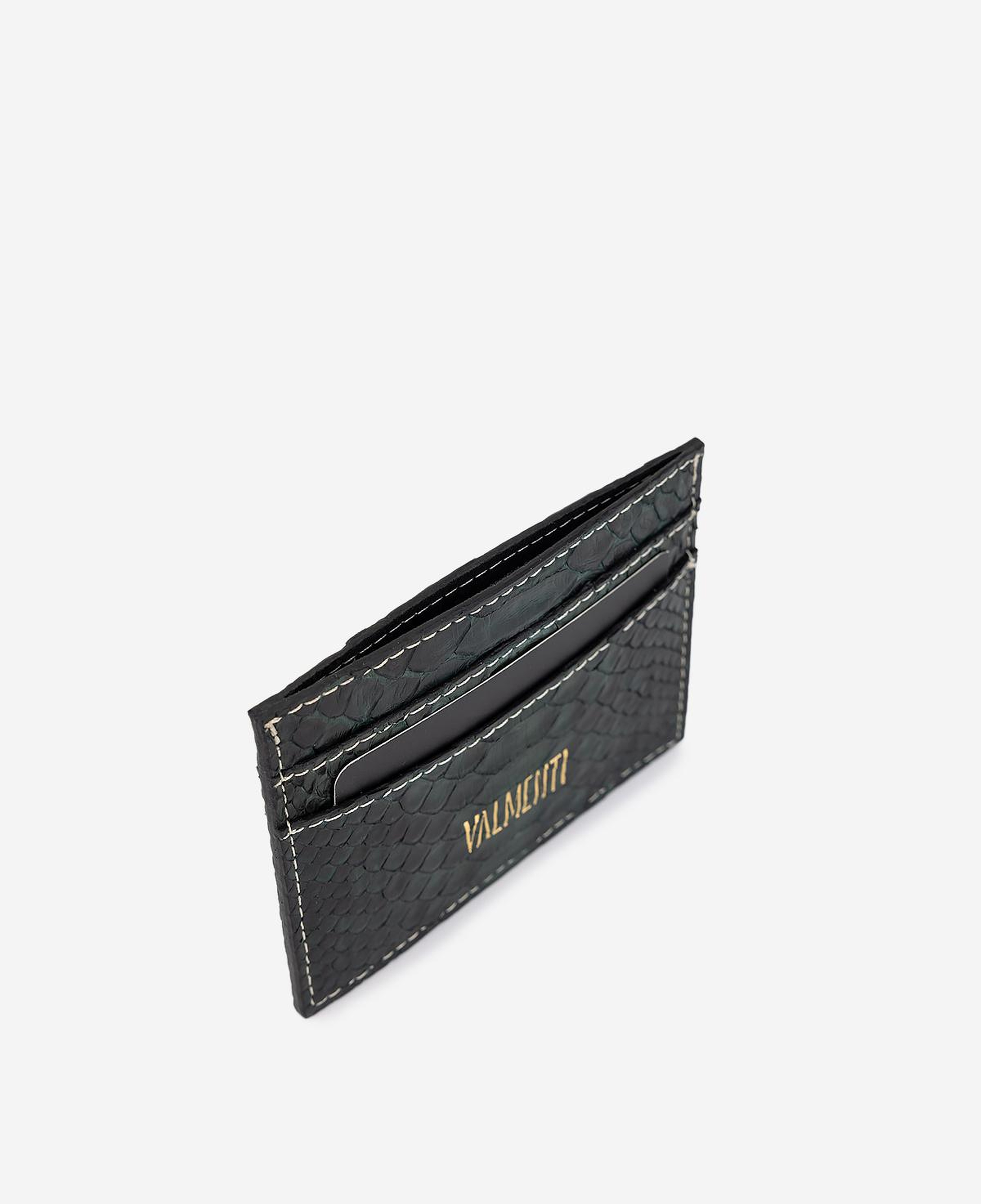 Valmenti Unisex Hakiki Deri Yeşil Piton Kartlık