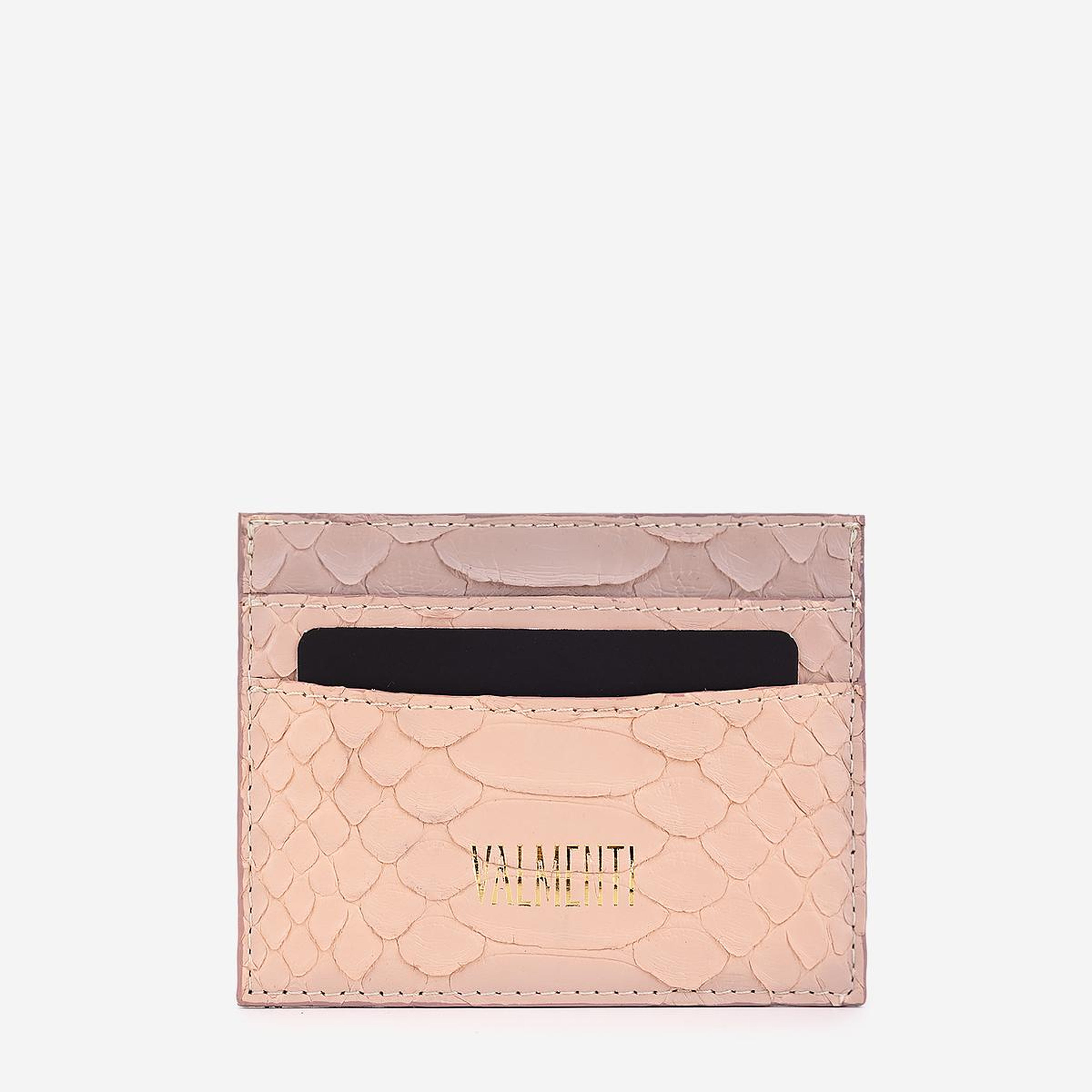 Valmenti Unisex Hakiki Deri Pembe Piton Kartlık