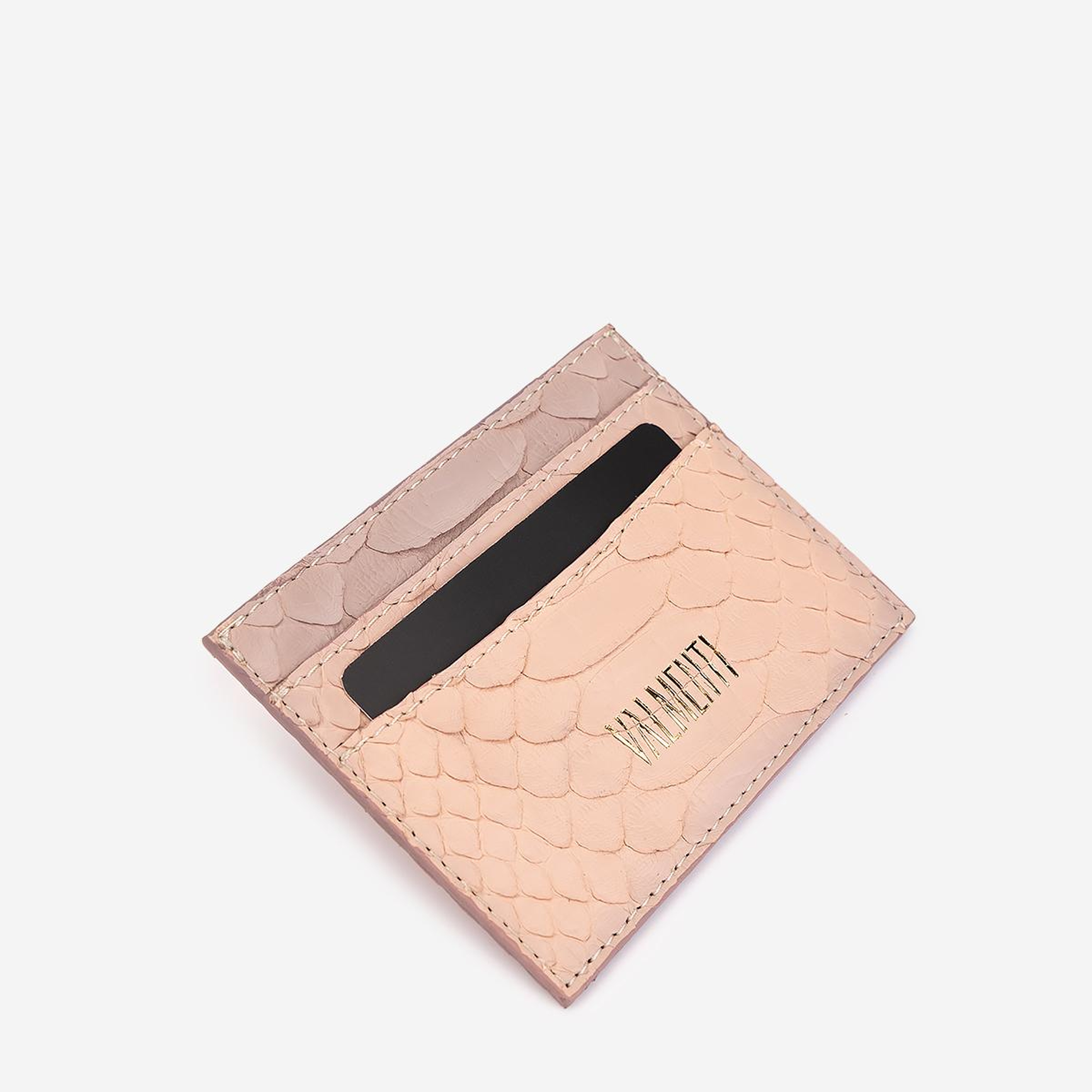 Valmenti Unisex Hakiki Deri Pembe Piton Kartlık