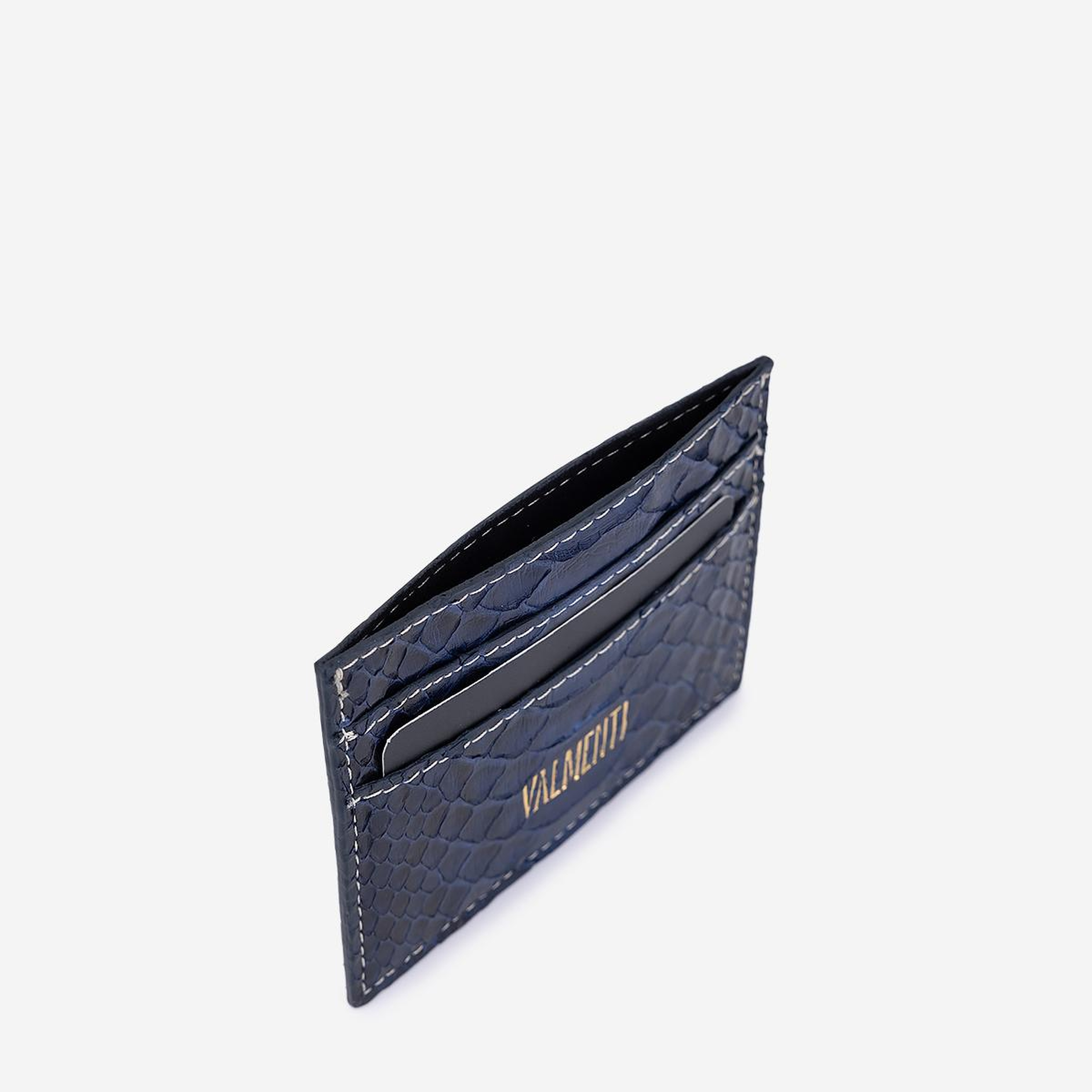 Valmenti Unisex Hakiki Deri Lacivert Piton Kartlık