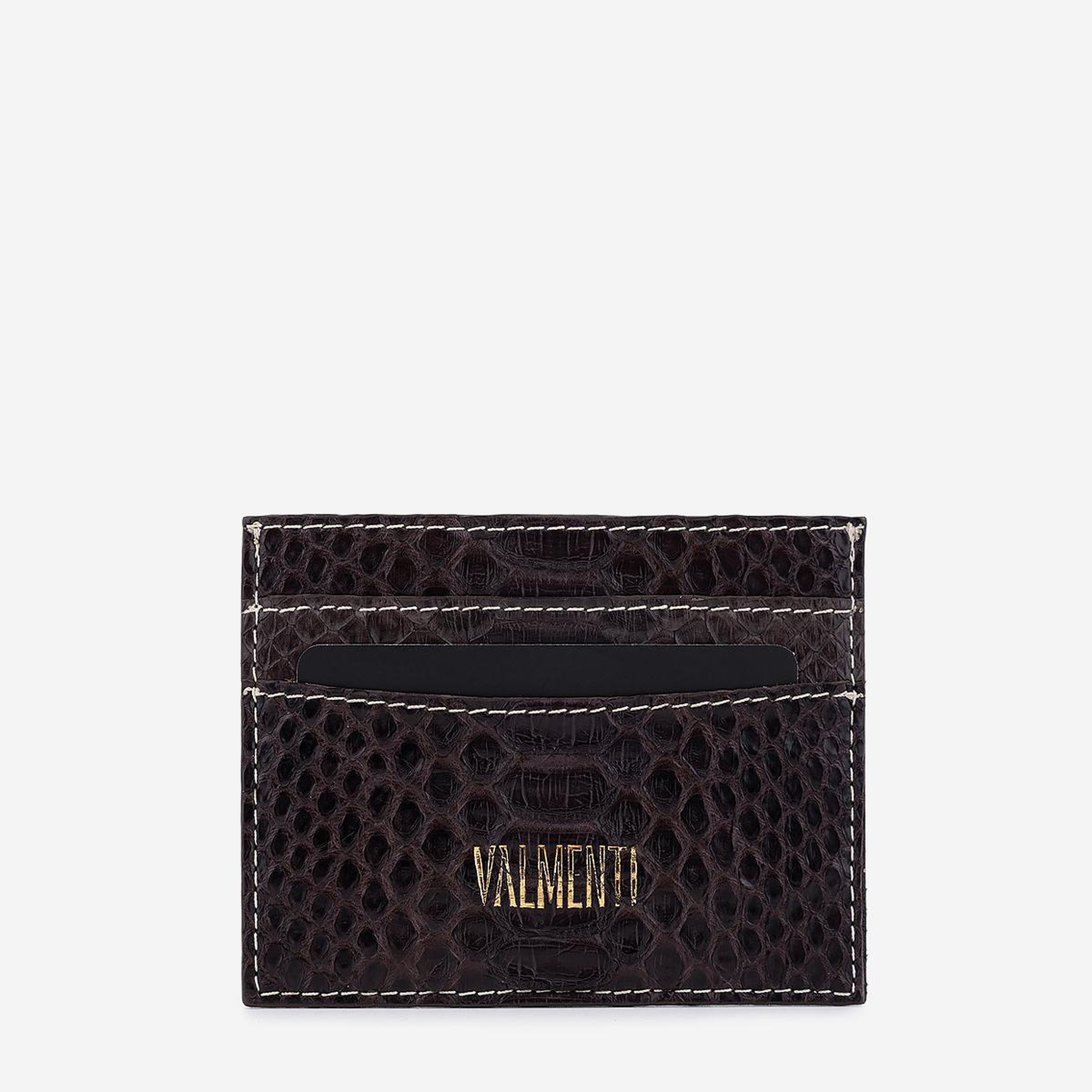 Valmenti Unisex Hakiki Deri Koyu Kahverengi Piton Kartlık