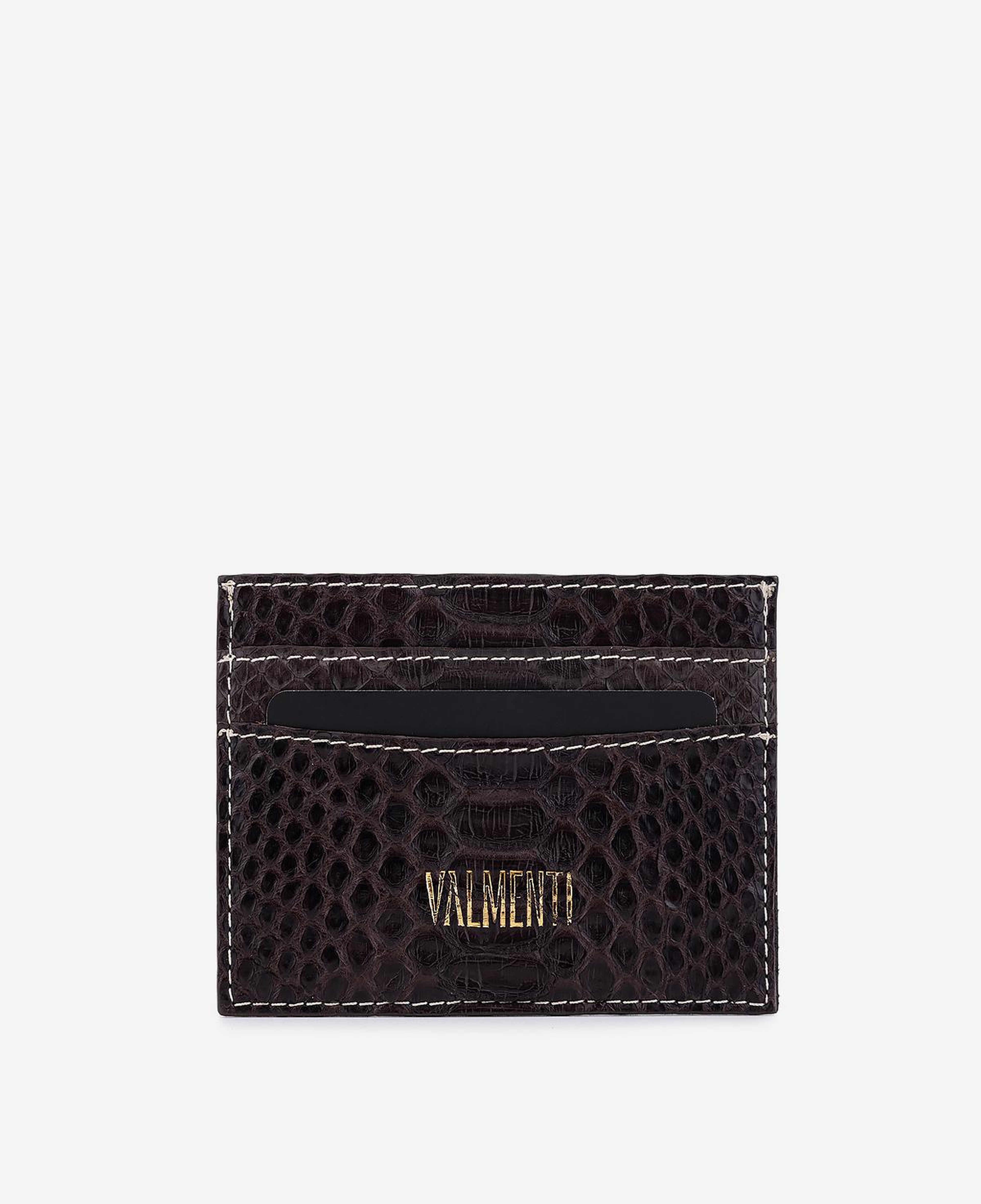 Valmenti Unisex Hakiki Deri Koyu Kahverengi Piton Kartlık