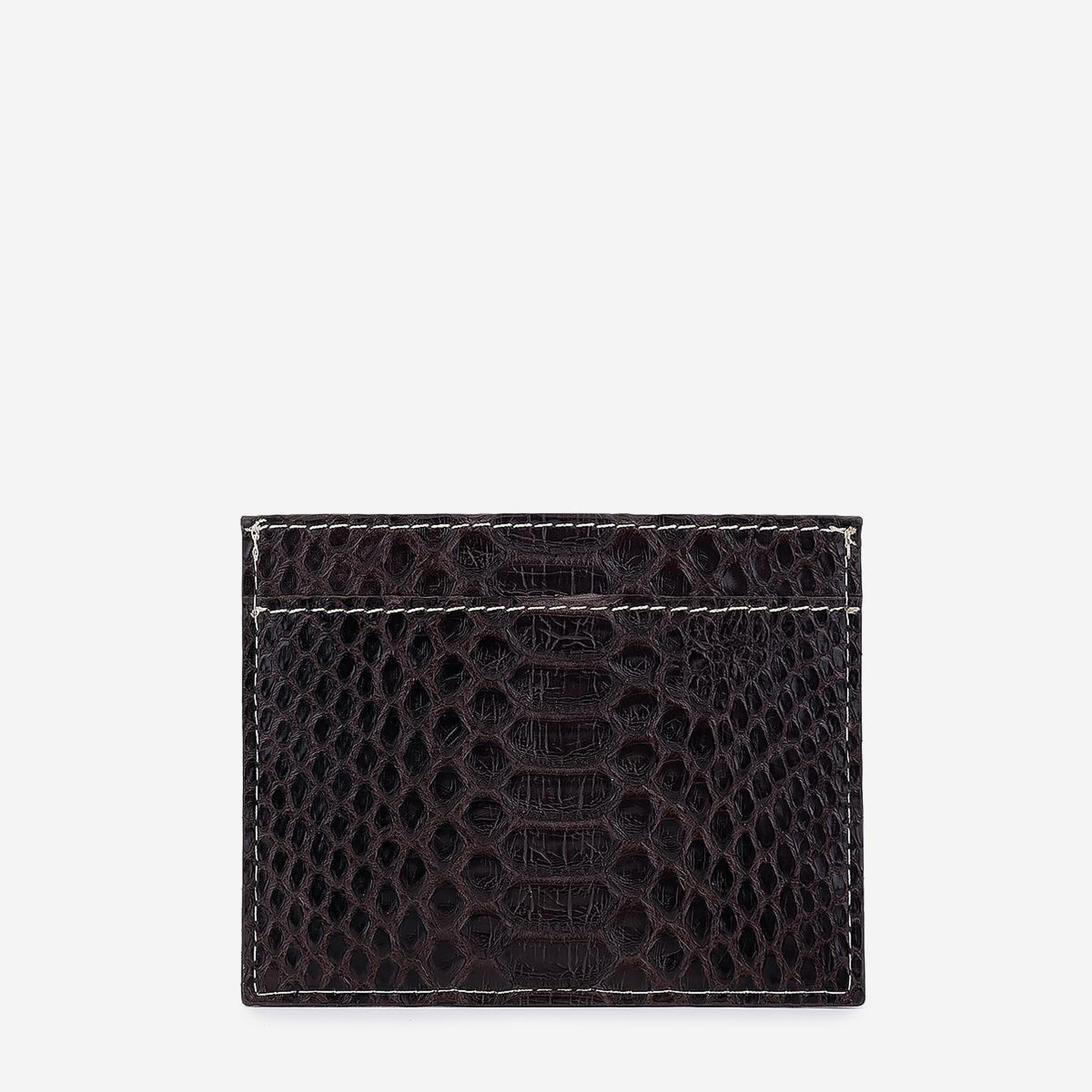 Valmenti Unisex Hakiki Deri Koyu Kahverengi Piton Kartlık