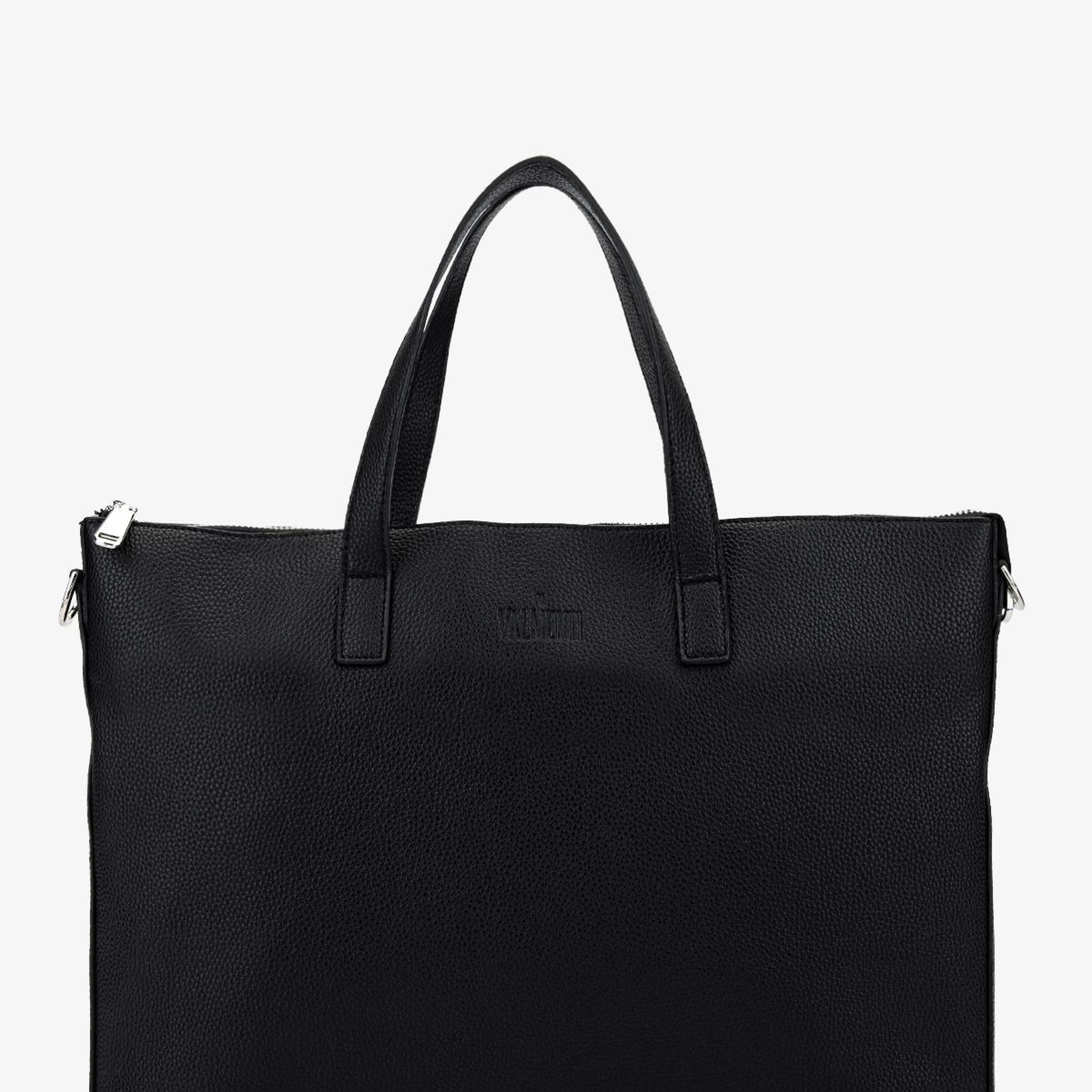 Valmenti Unisex Suni Deri/Deri Siyah Floter Evrak Çantası