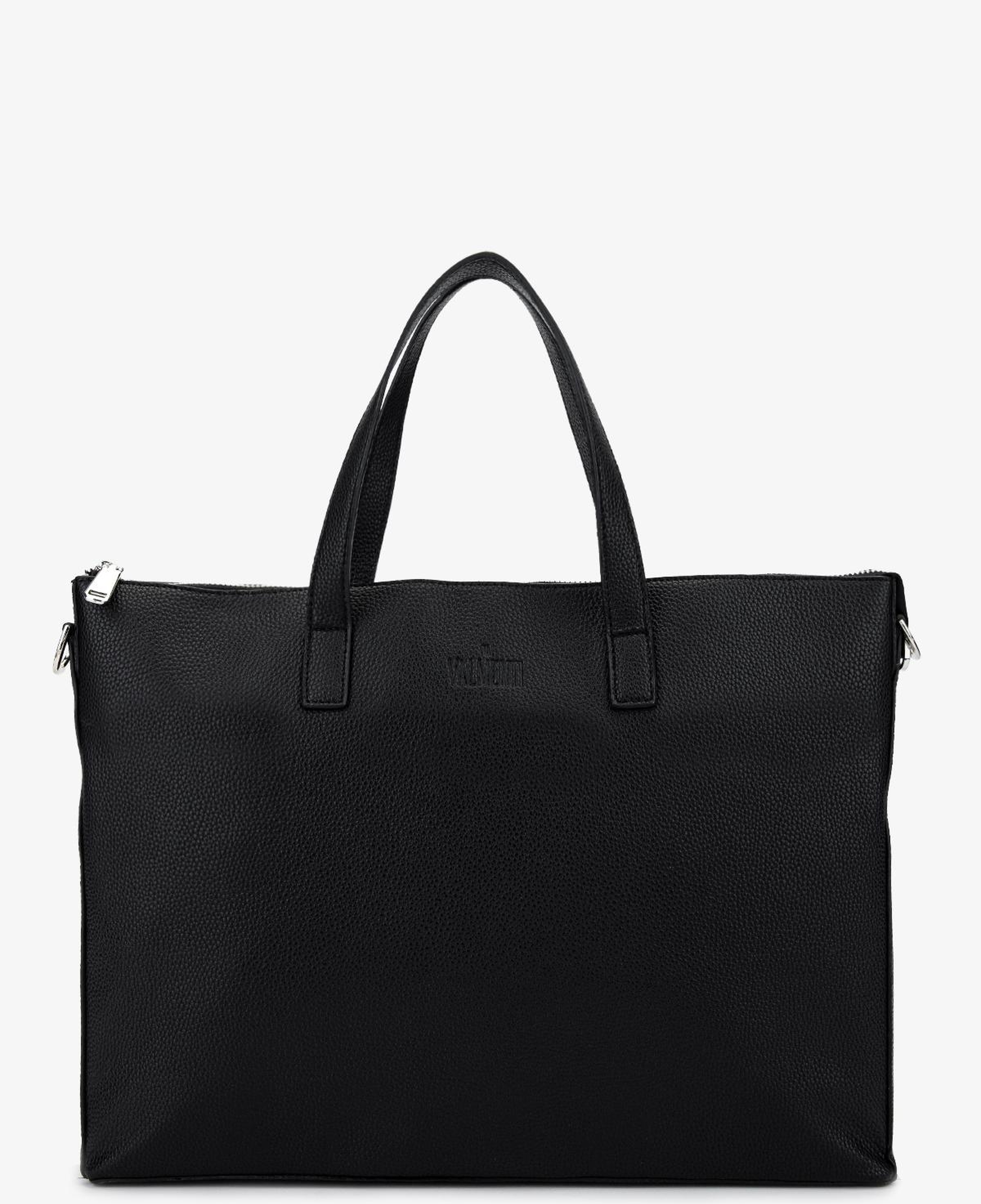 Valmenti Unisex Suni Deri/Deri Siyah Floter Evrak Çantası