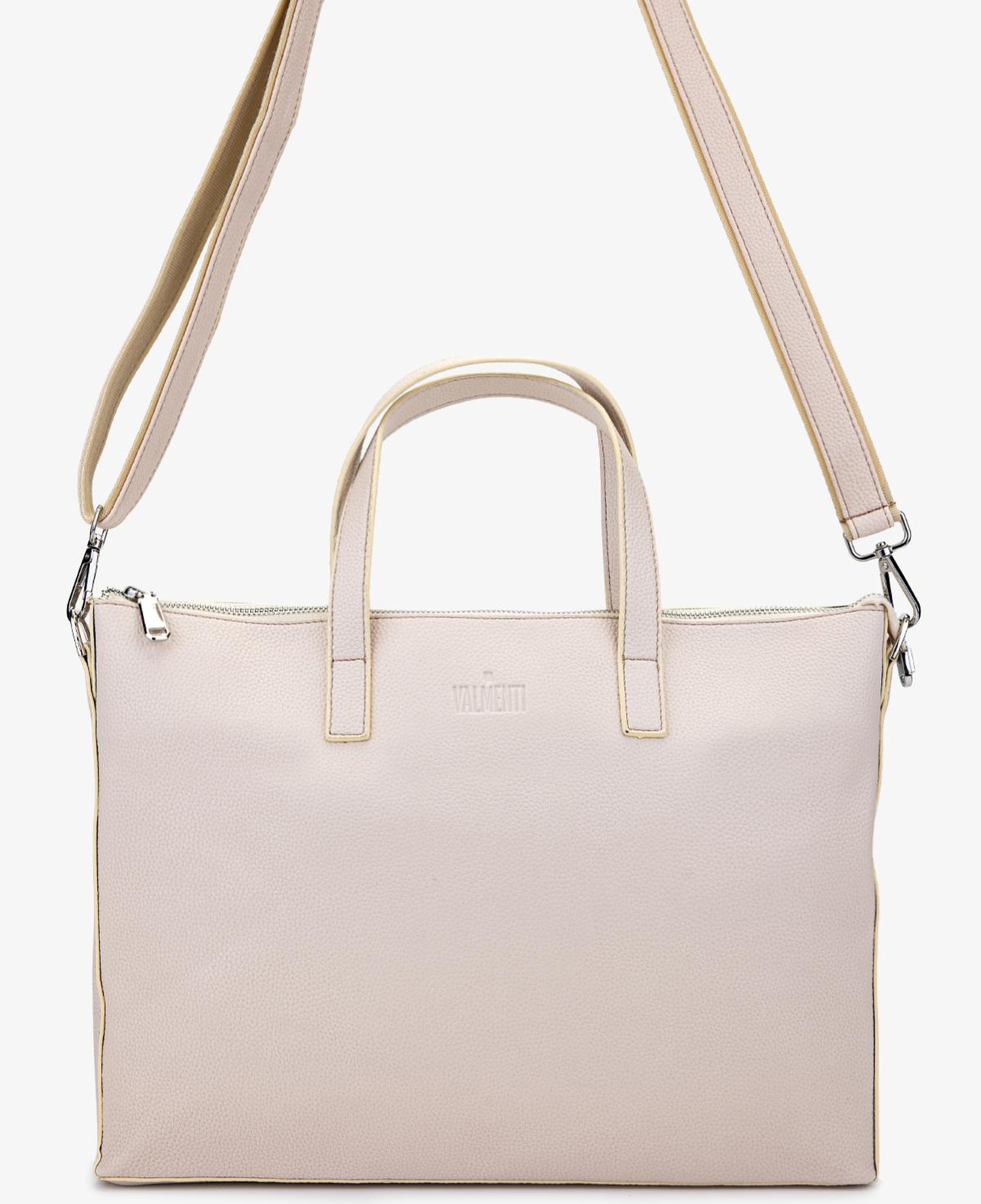 Valmenti Unisex Suni Deri/Deri Bej Floter Evrak Çantası