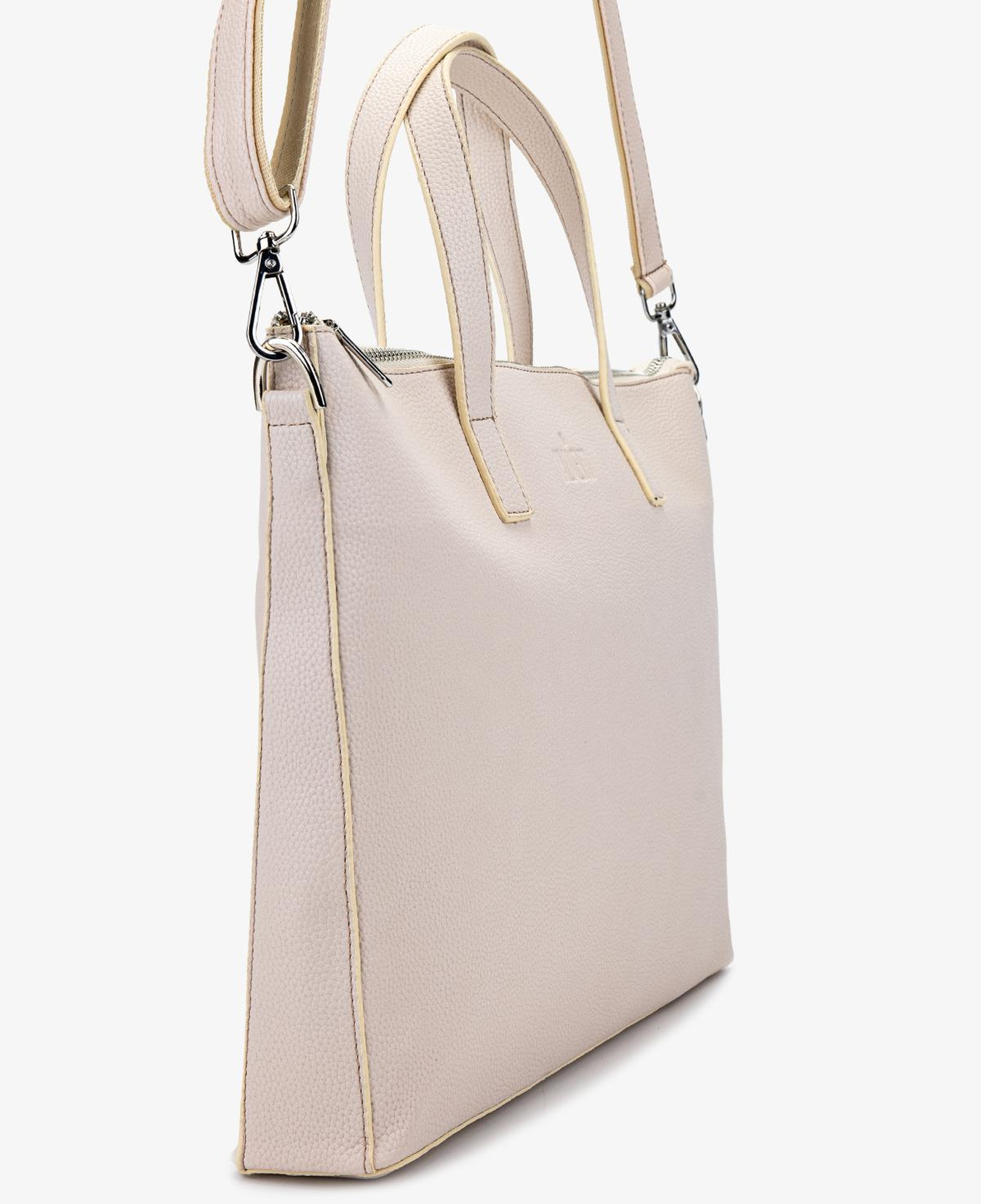 Valmenti Unisex Suni Deri/Deri Bej Floter Evrak Çantası