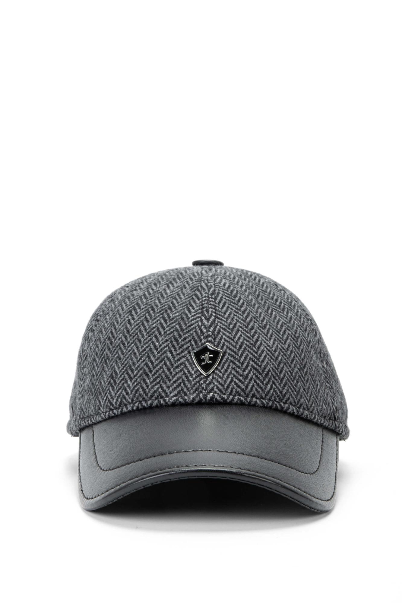 Tamer Tanca Erkek Tekstil Deri Gri Şapka