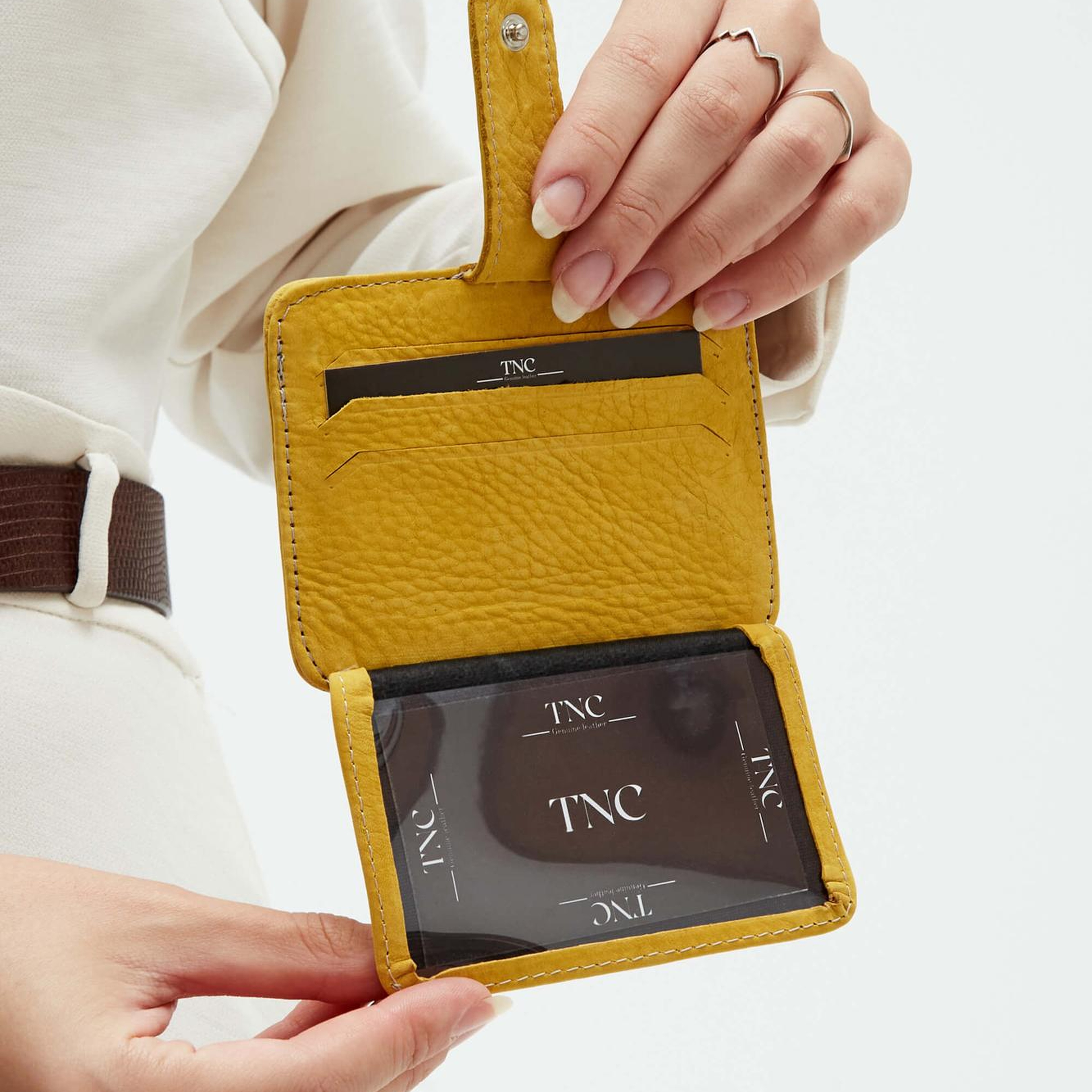 Tamer Tanca Unisex Hakiki Deri Sarı Kartlık