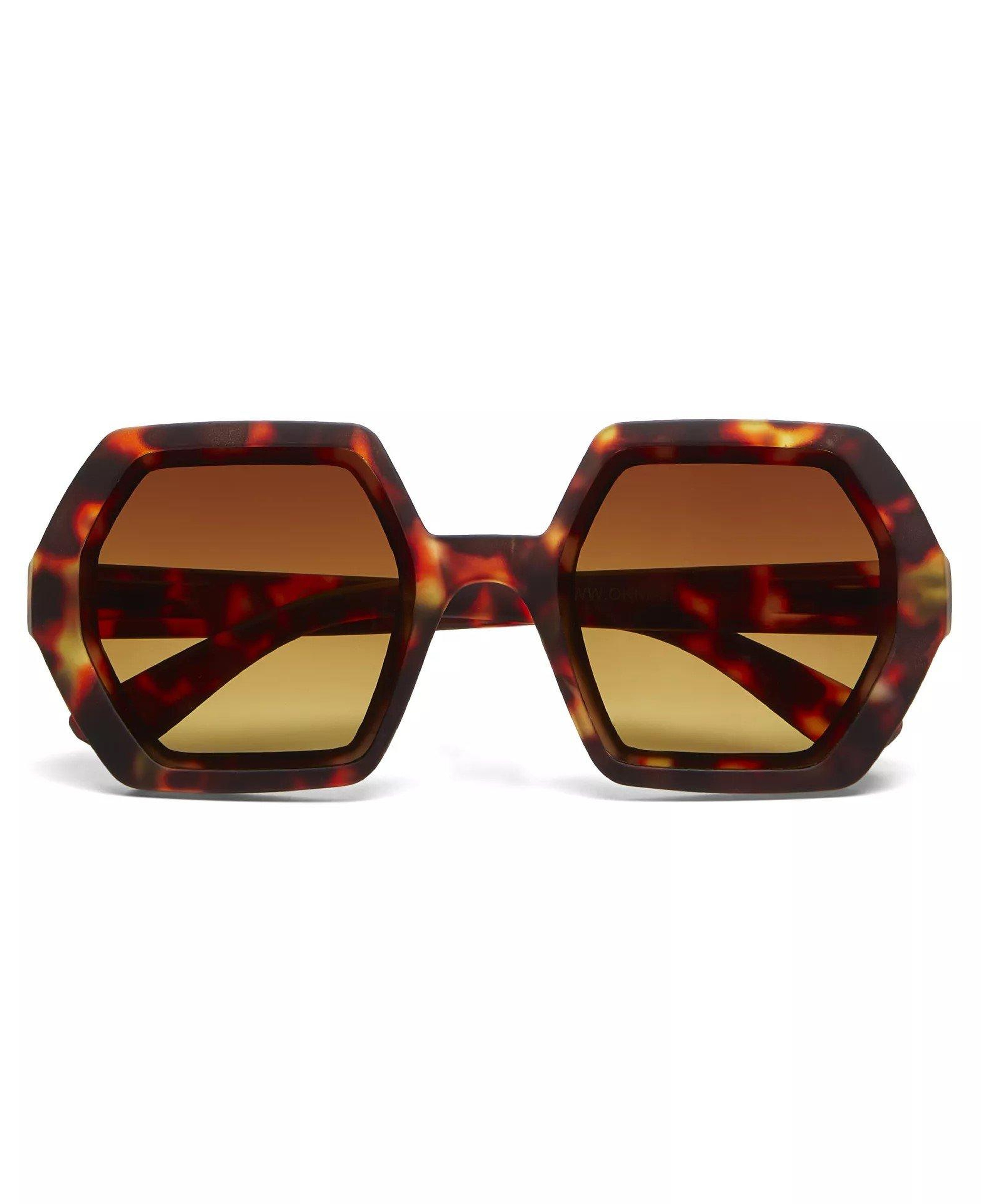 Okkia Emma Big Hexagonal Unisex Güneş Gözlüğü Klasik Havana