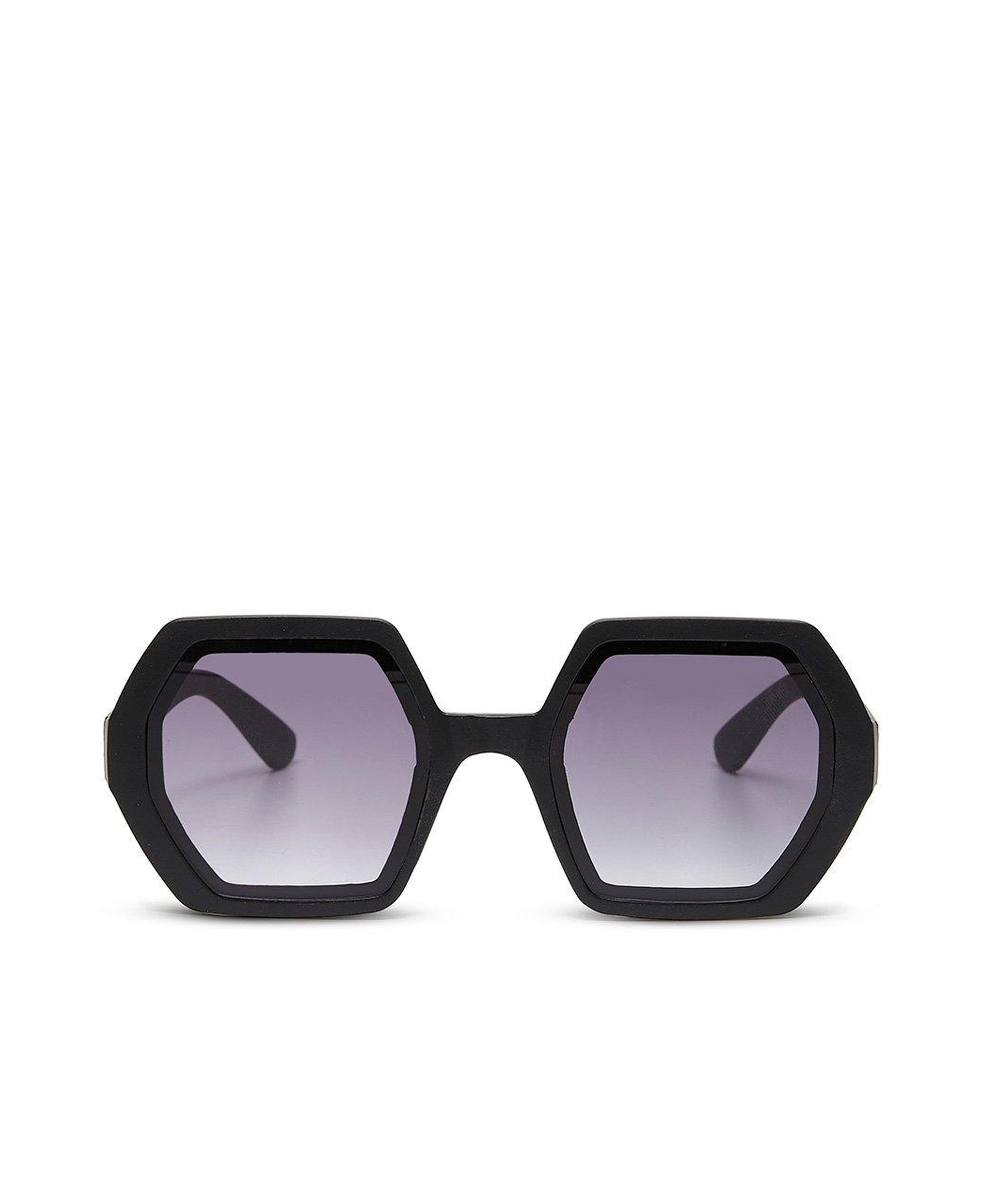Okkia Emma Big Hexagonal Unisex Güneş Gözlüğü Siyah