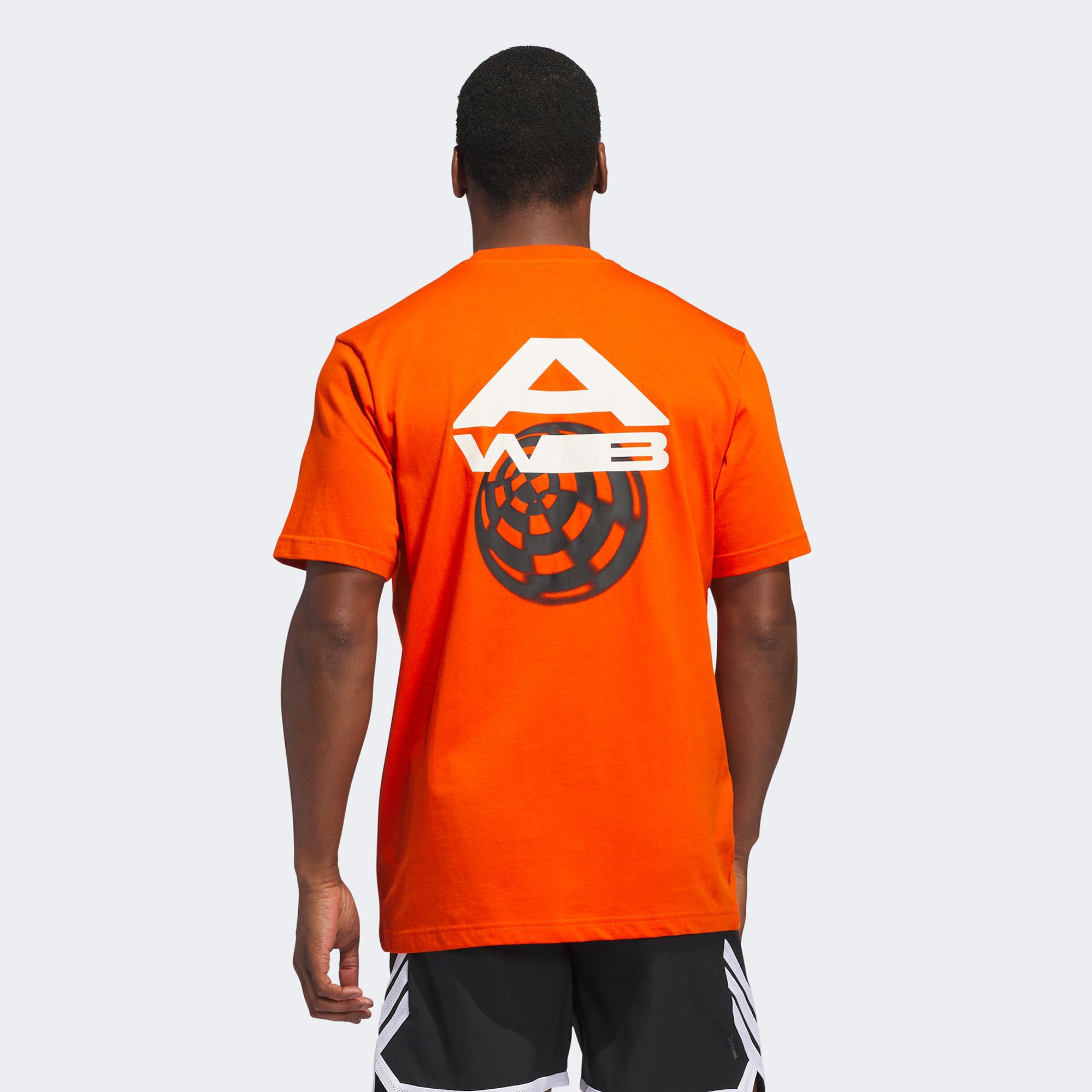 adidas Basketbol Baskılı Erkek Turuncu T-Shirt