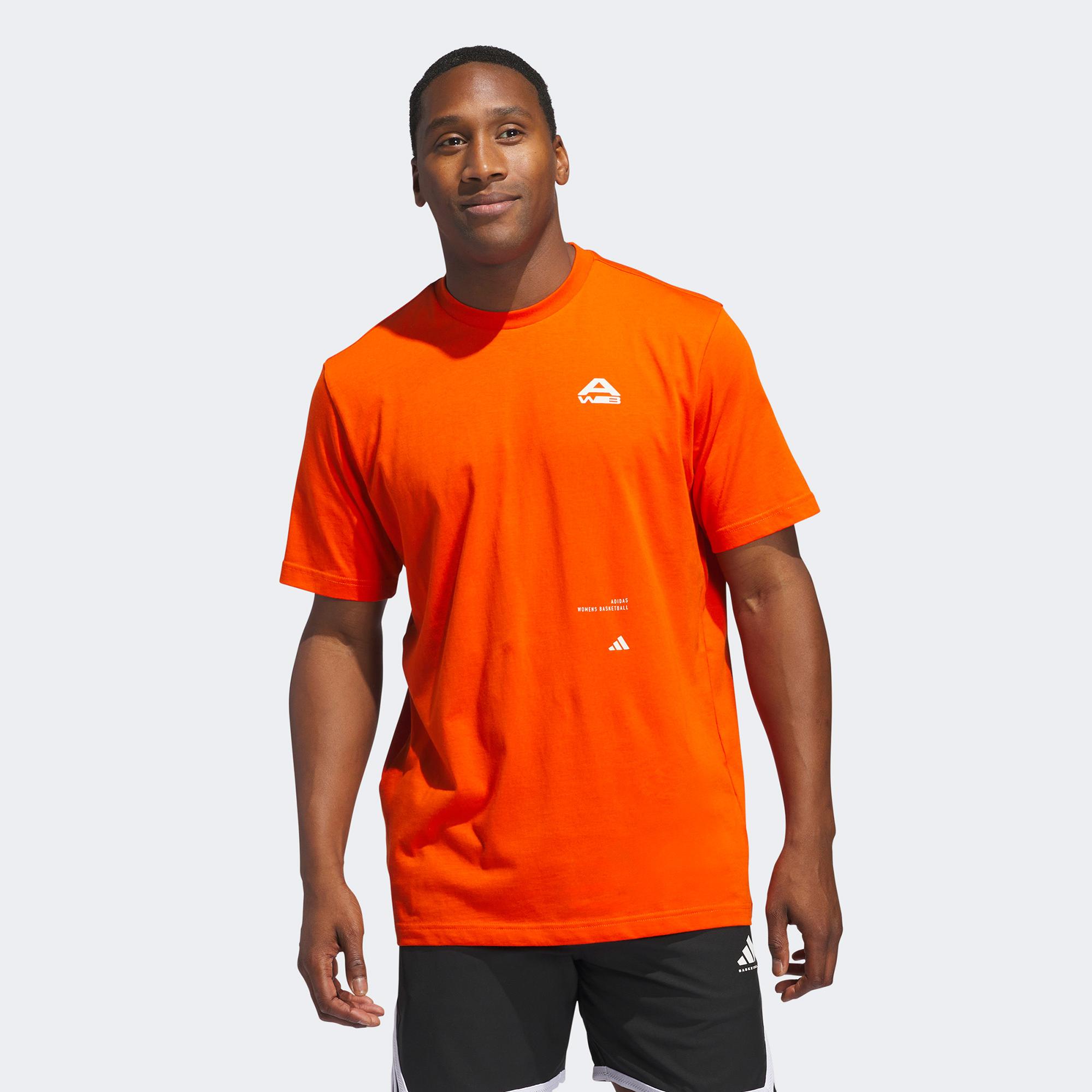 adidas Basketbol Baskılı Erkek Turuncu T-Shirt