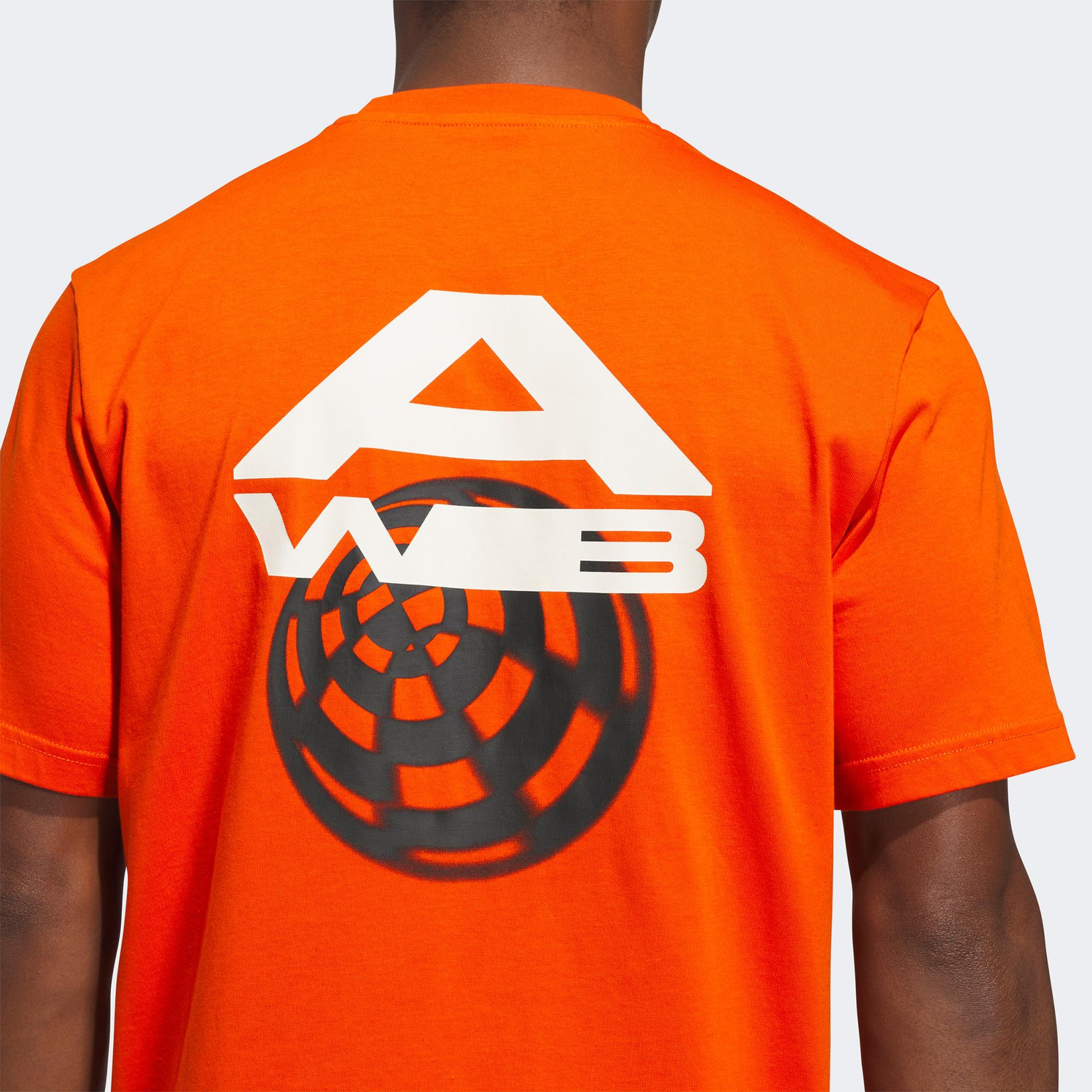 adidas Basketbol Baskılı Erkek Turuncu T-Shirt