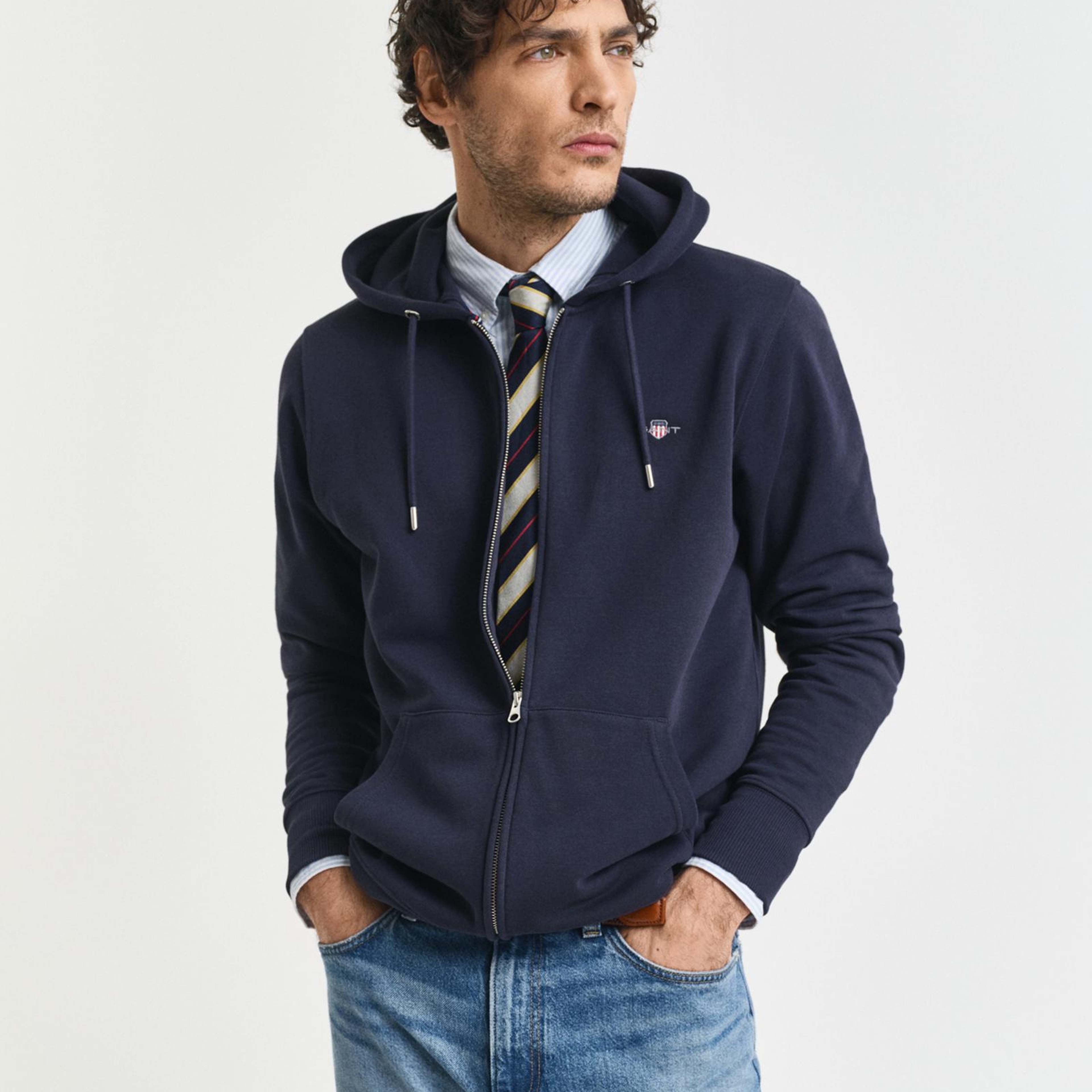 GANT Erkek Lacivert Regular Fit Fermuarlı Sweatshirt