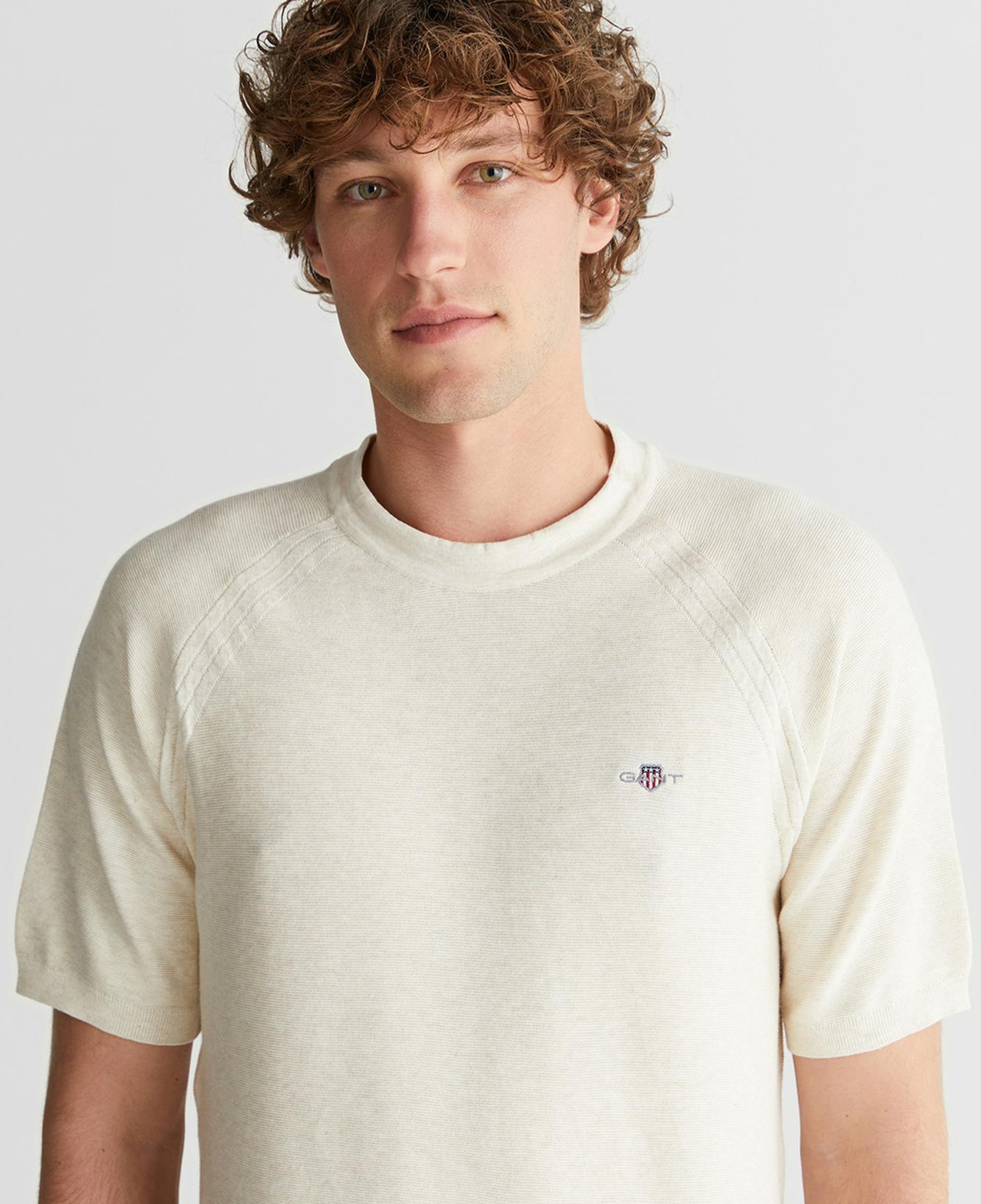GANT Erkek Bej Regular Fit Bisiklet Yaka Logolu Kazak