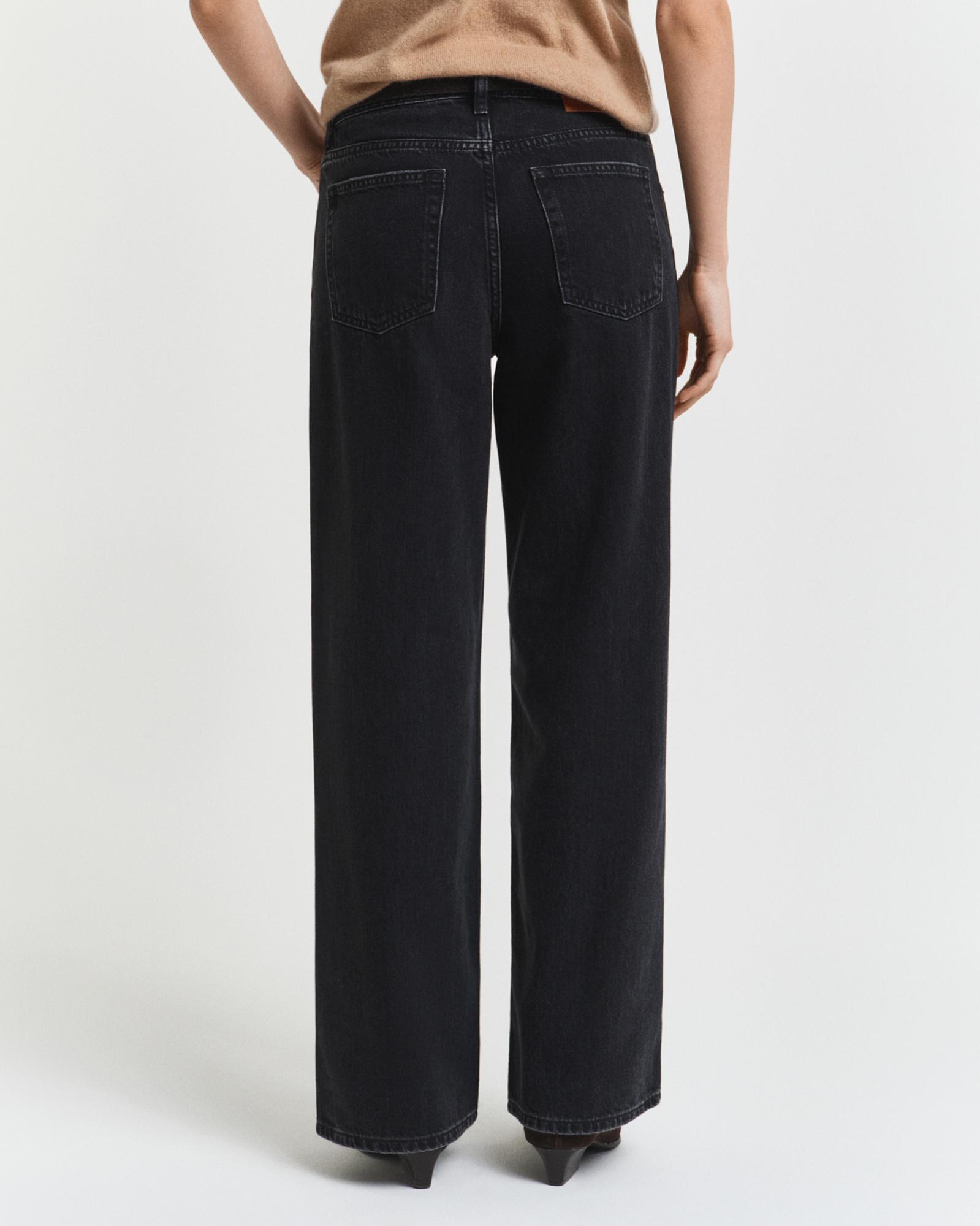 GANT Kadın Siyah Relaxed Fit Jean Pantolon