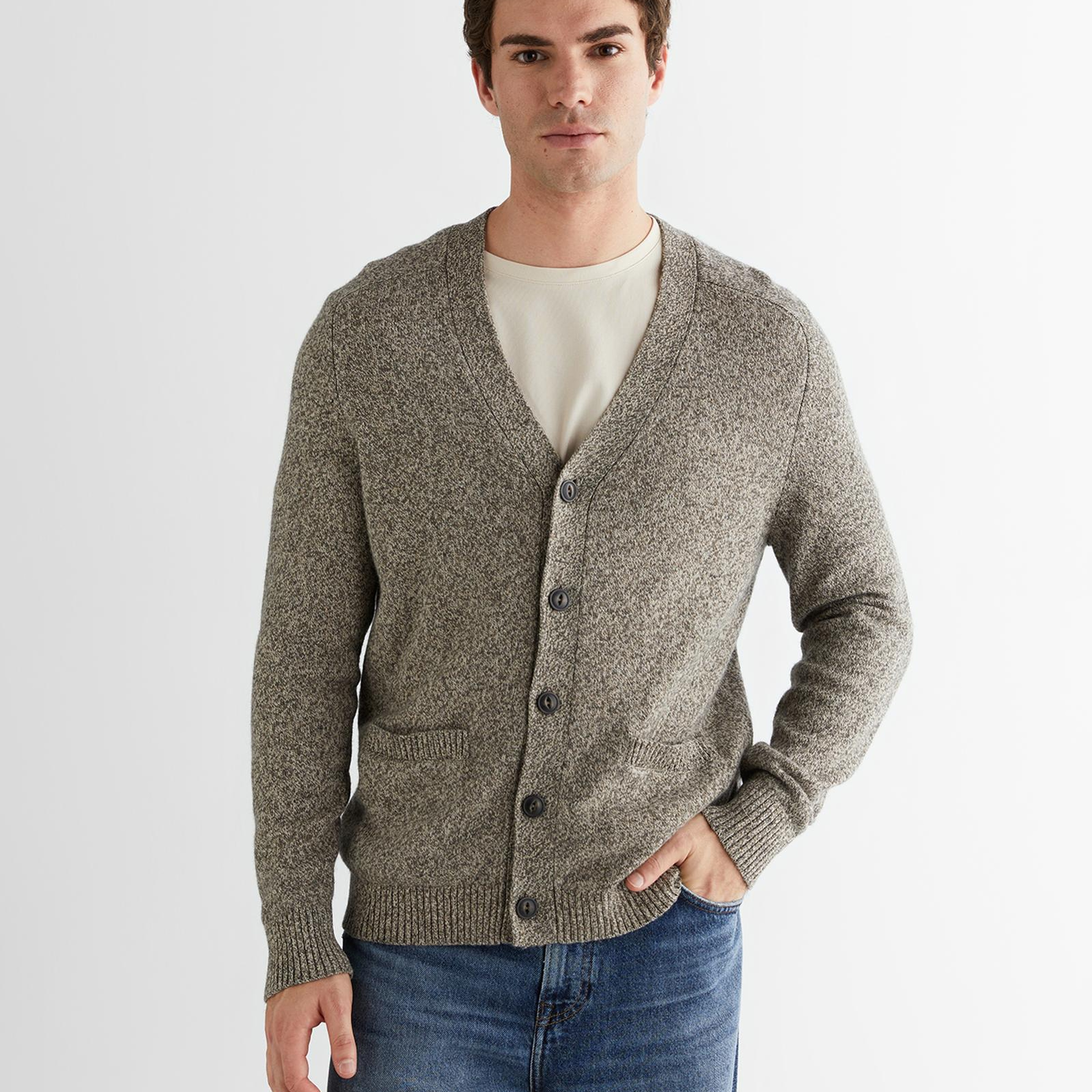 GANT Erkek Kahverengi Regular Fit V Yaka Hırka