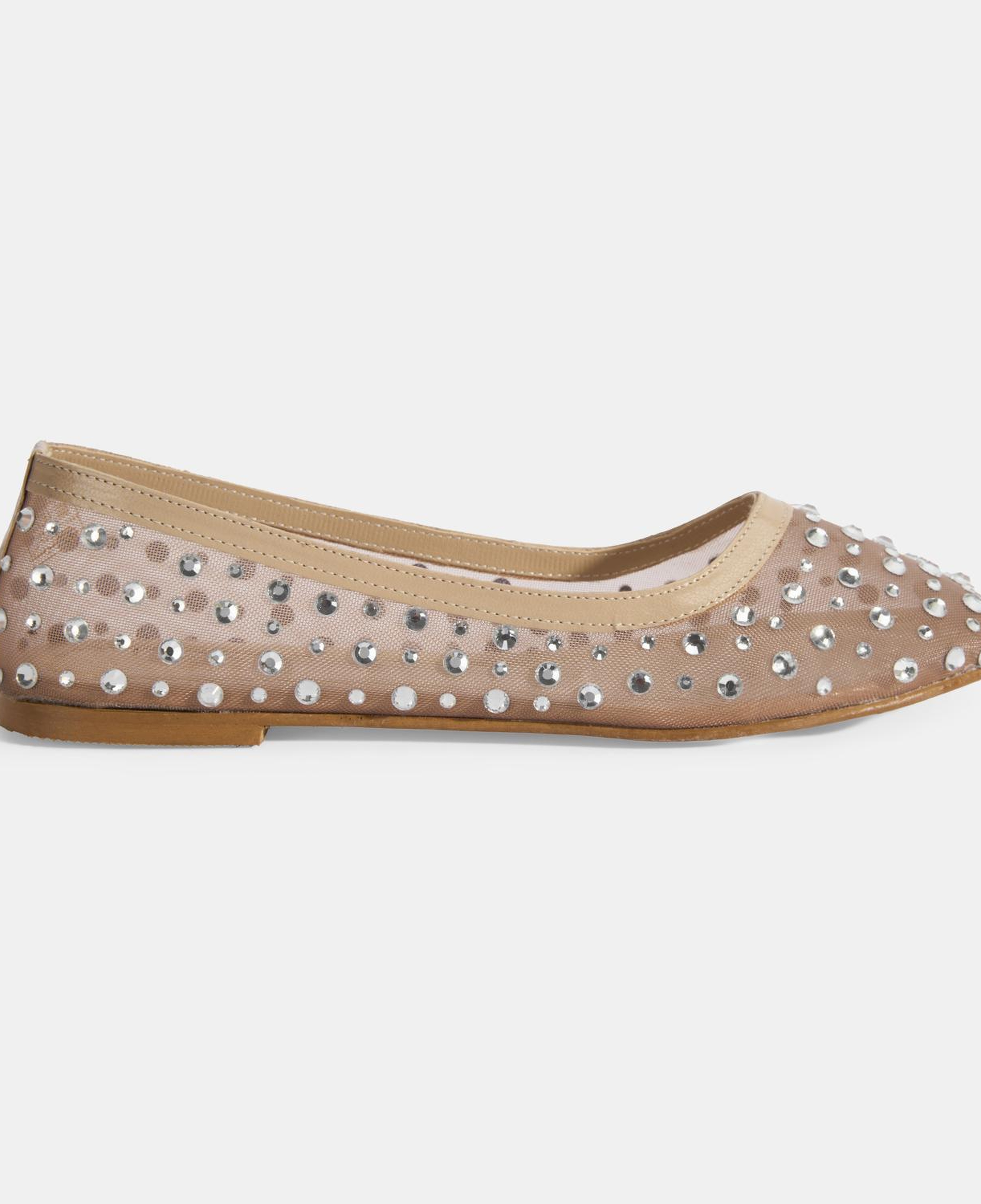 Kadın Ten Taş Detaylı Fileli Babet