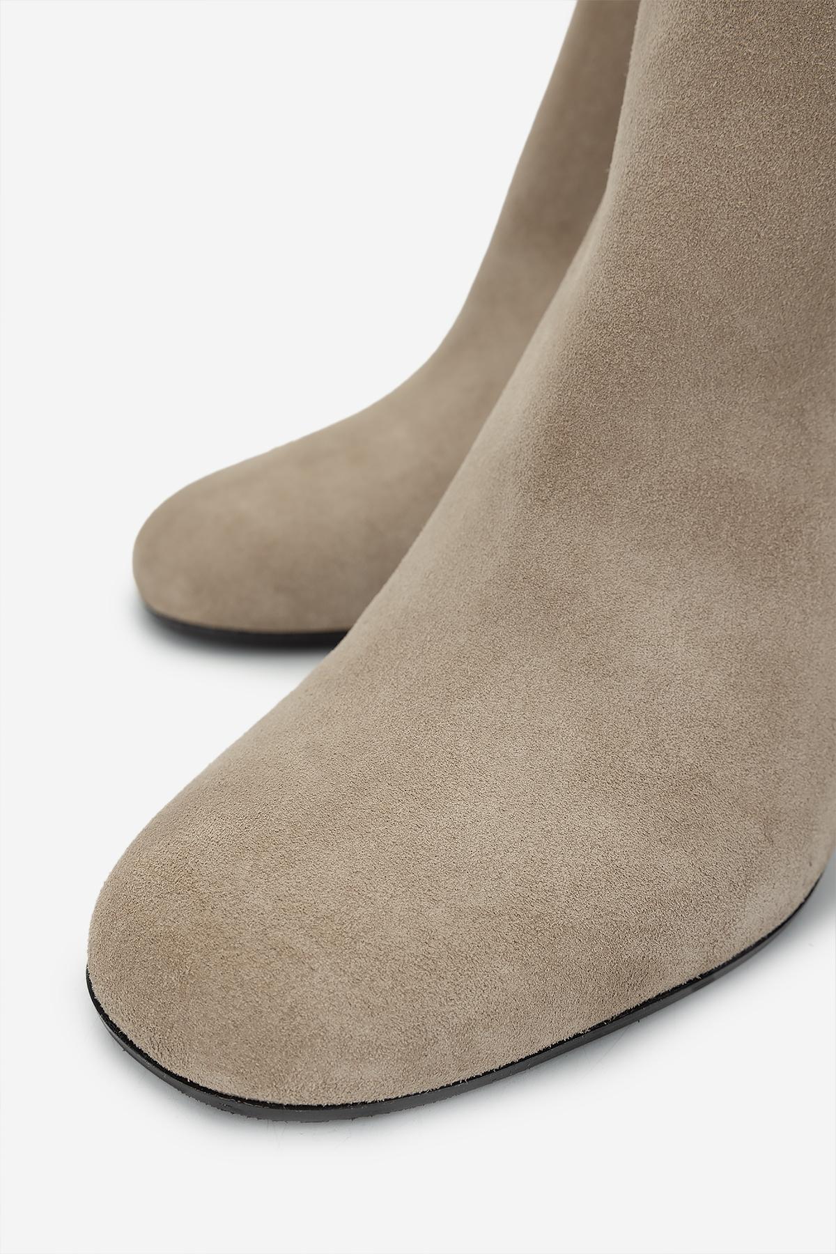 Valmenti Kadın Hakiki Deri Bej Süet Topuklu Bot