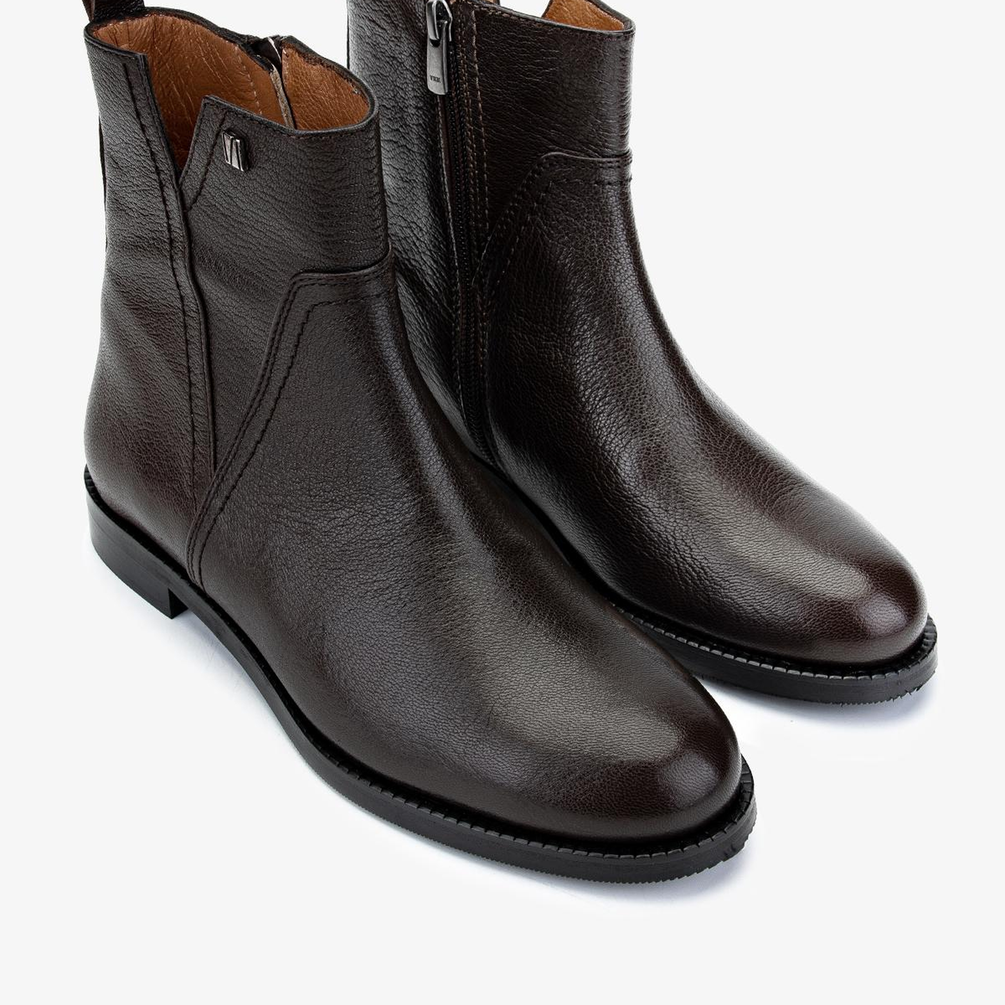 Valmenti Kadın Hakiki Deri Kahverengi Düz Bot