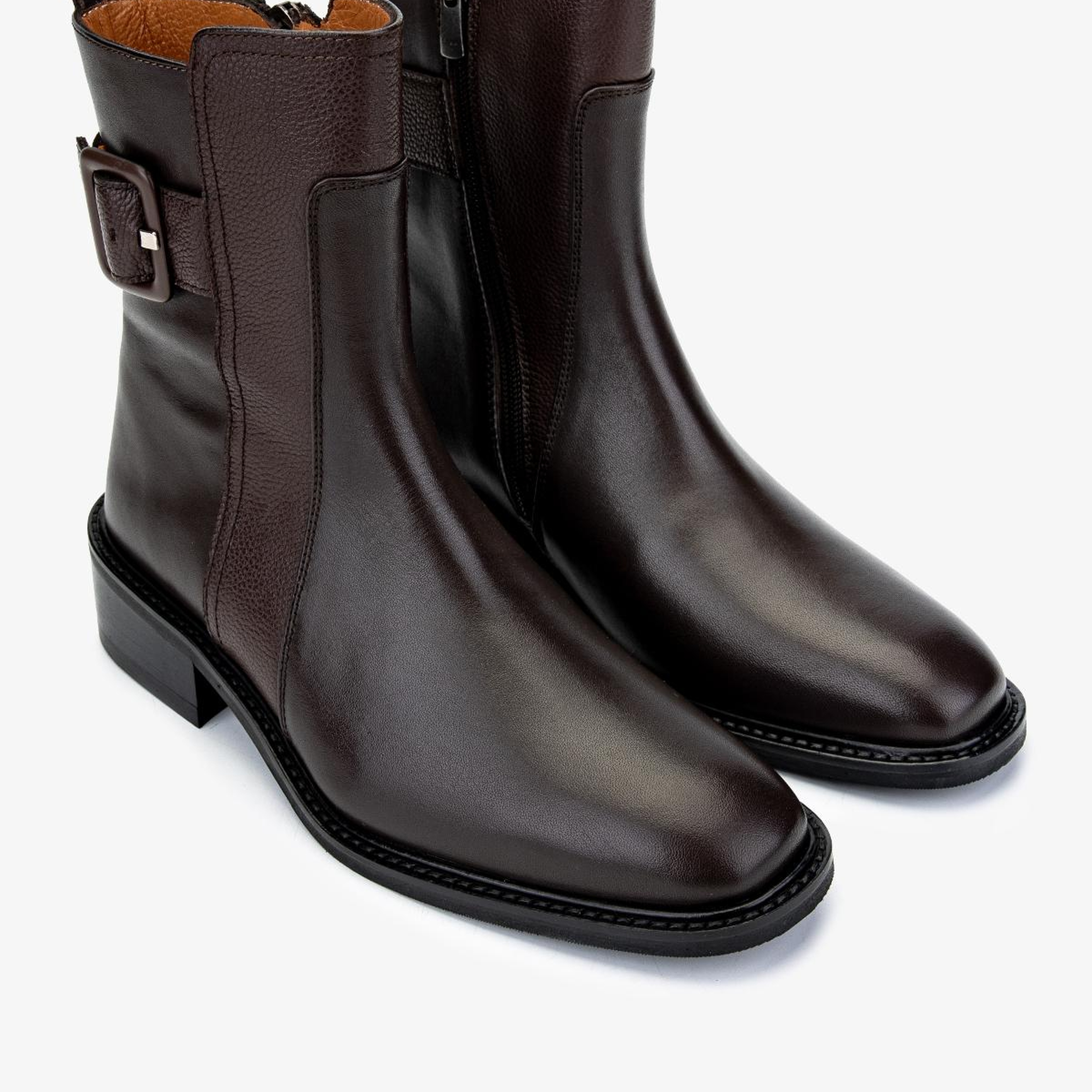 Valmenti Kadın Hakiki Deri Kahverengi Düz Bot