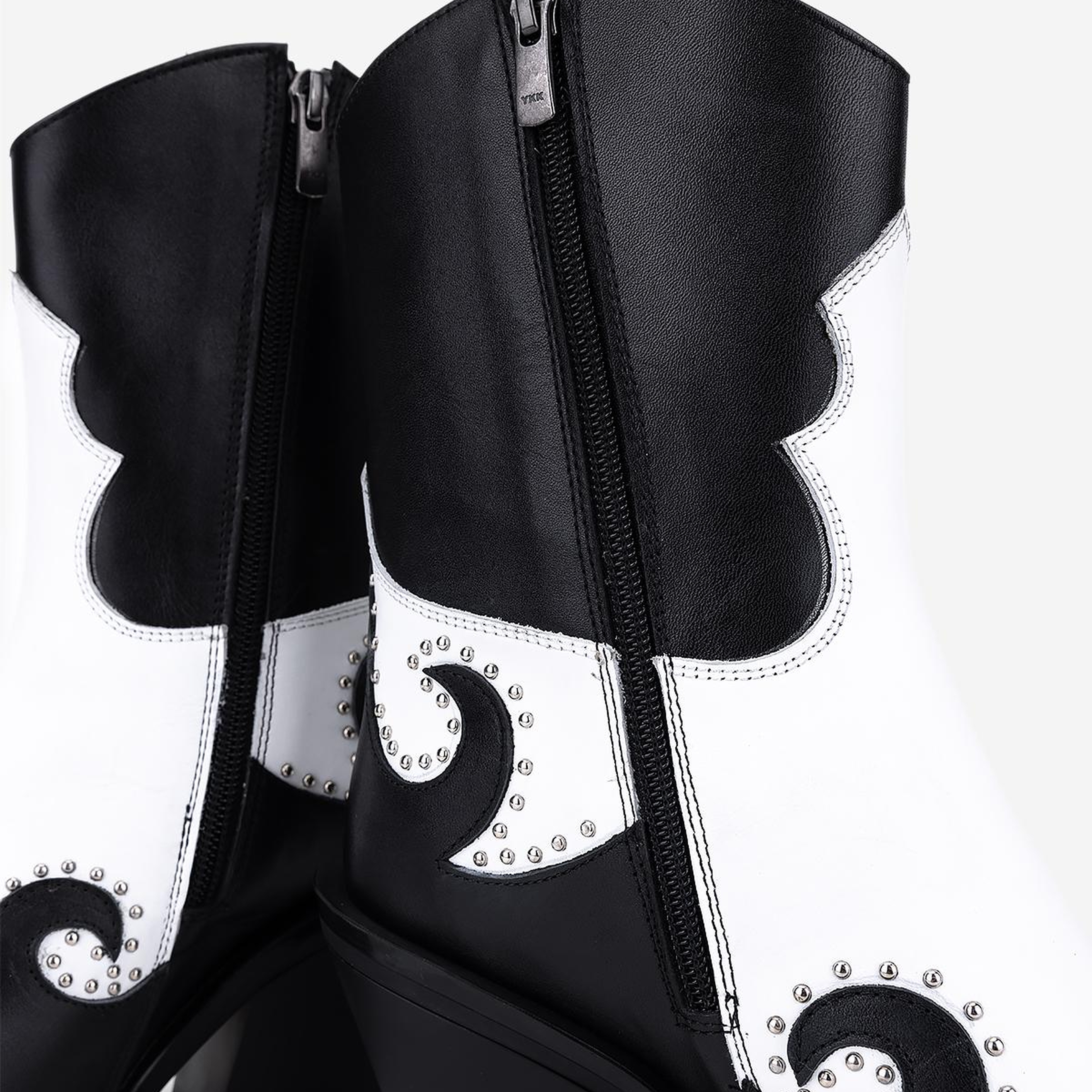 Valmenti Kadın Hakiki Deri Siyah/Beyaz Western Bot