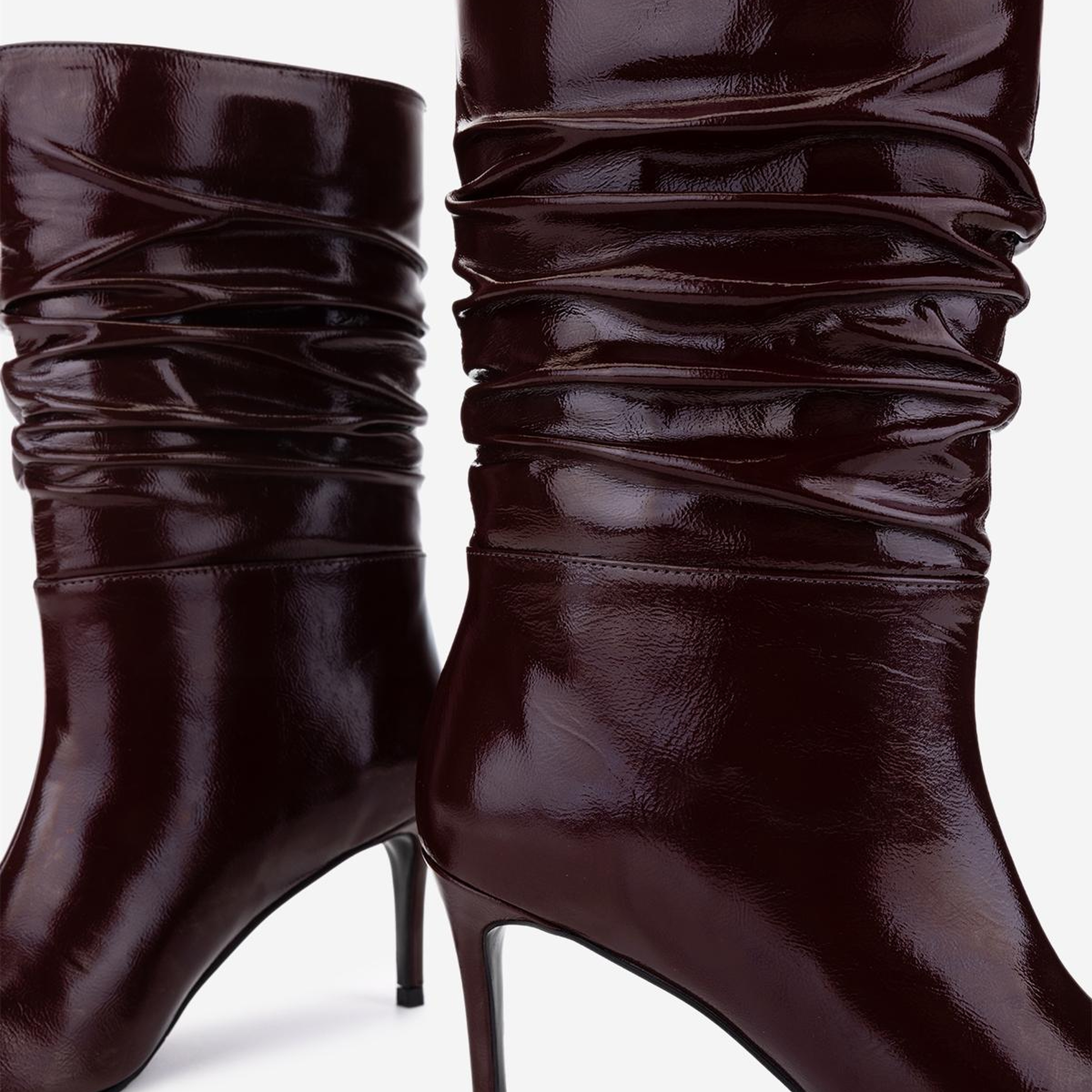 Valmenti Kadın Hakiki Deri Bordo Rugan Topuklu Bot