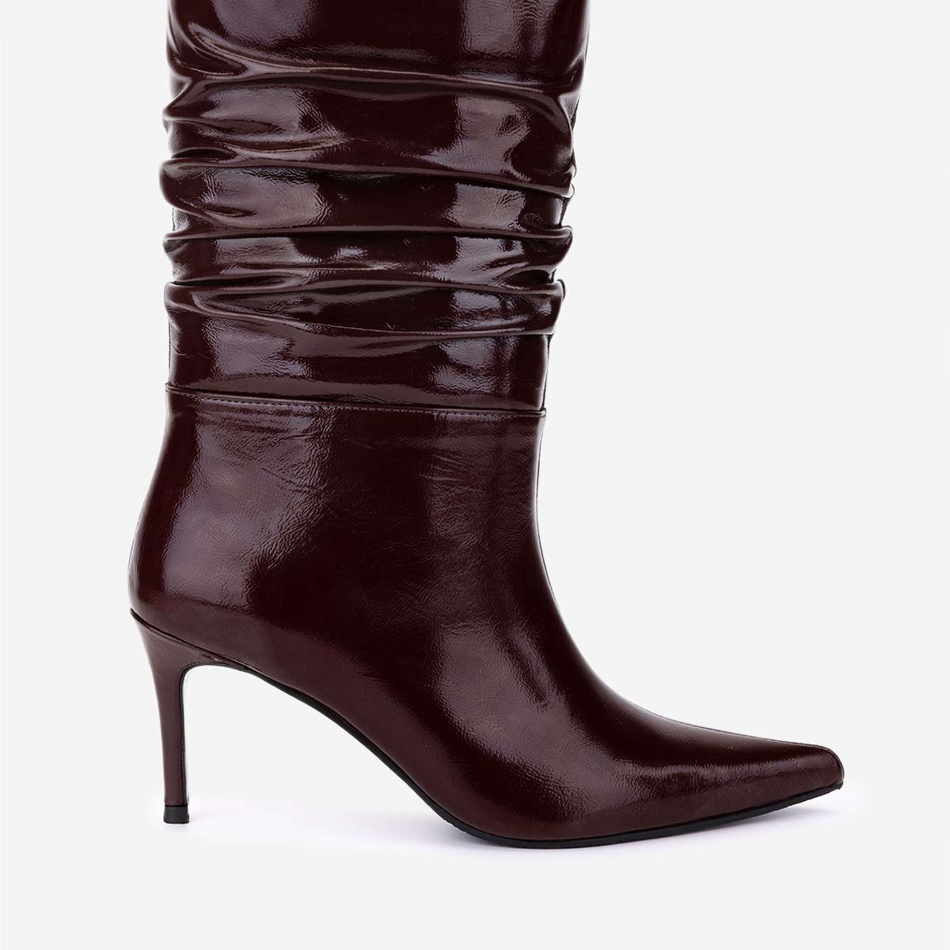 Valmenti Kadın Hakiki Deri Bordo Rugan Topuklu Bot